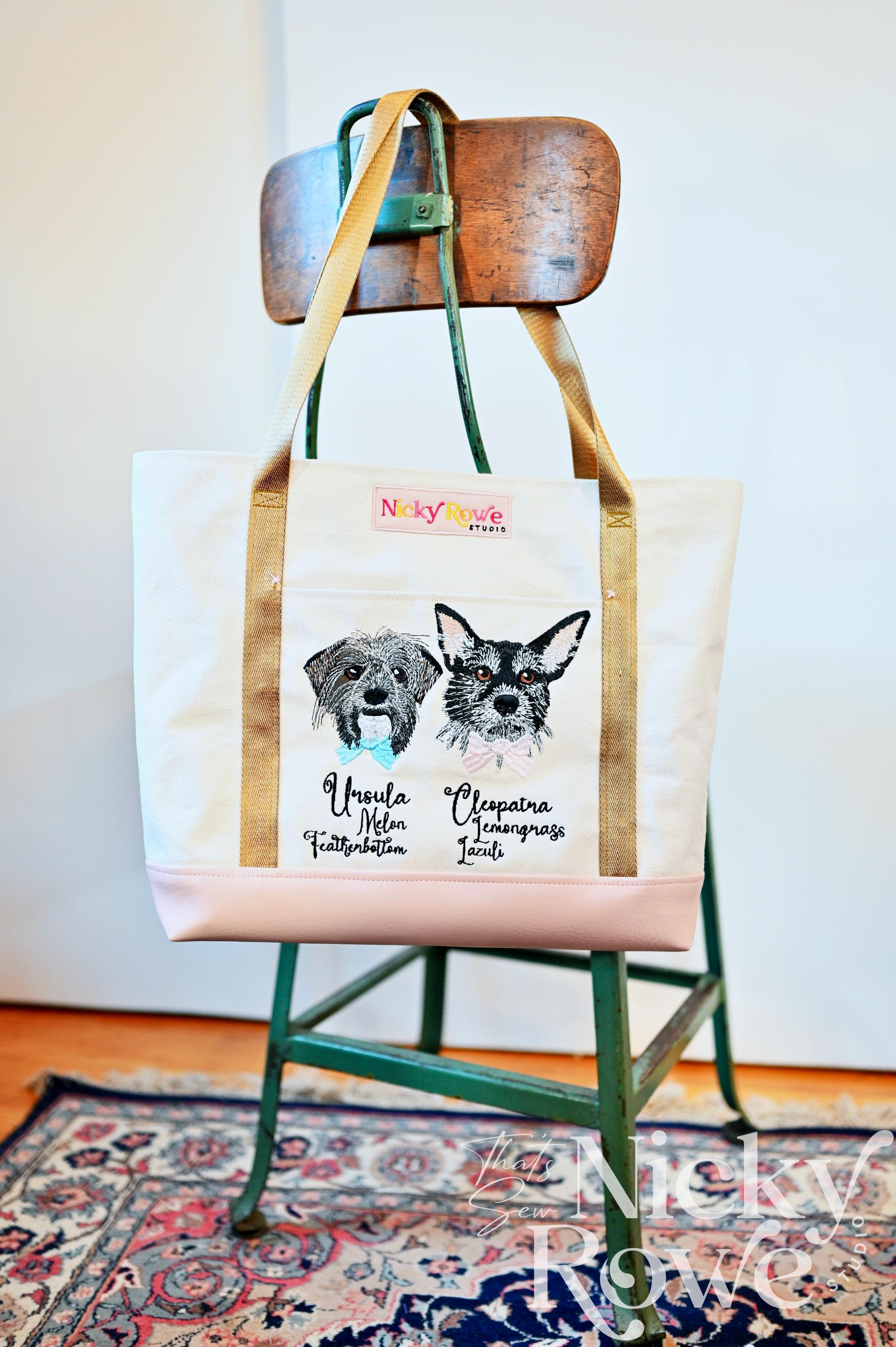 Pet Embroidered Tote Bag - Custom Handmade Everyday Tote made Functional Art - NO AI