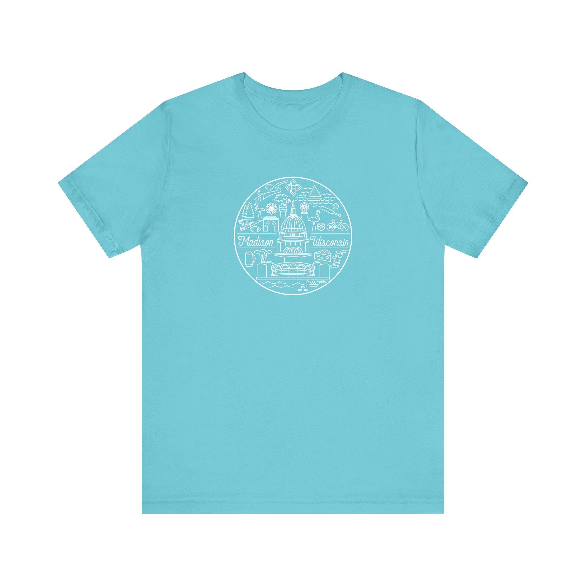 Madison Wisconsin Landmarks Tee, Minimalist Line Art Shirt