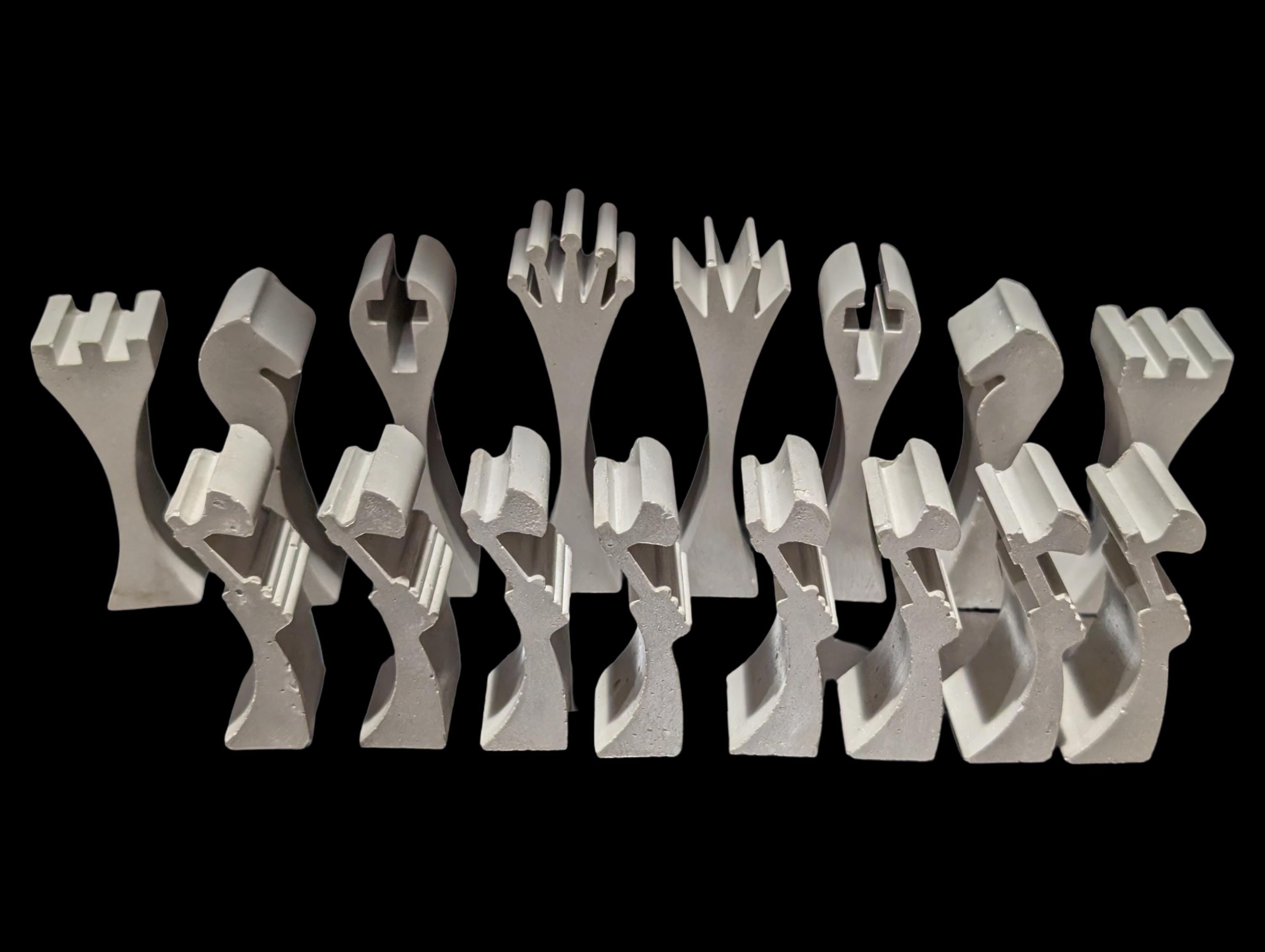 Hand-Painted Concrete Chess Set – Modern Minimalist Design