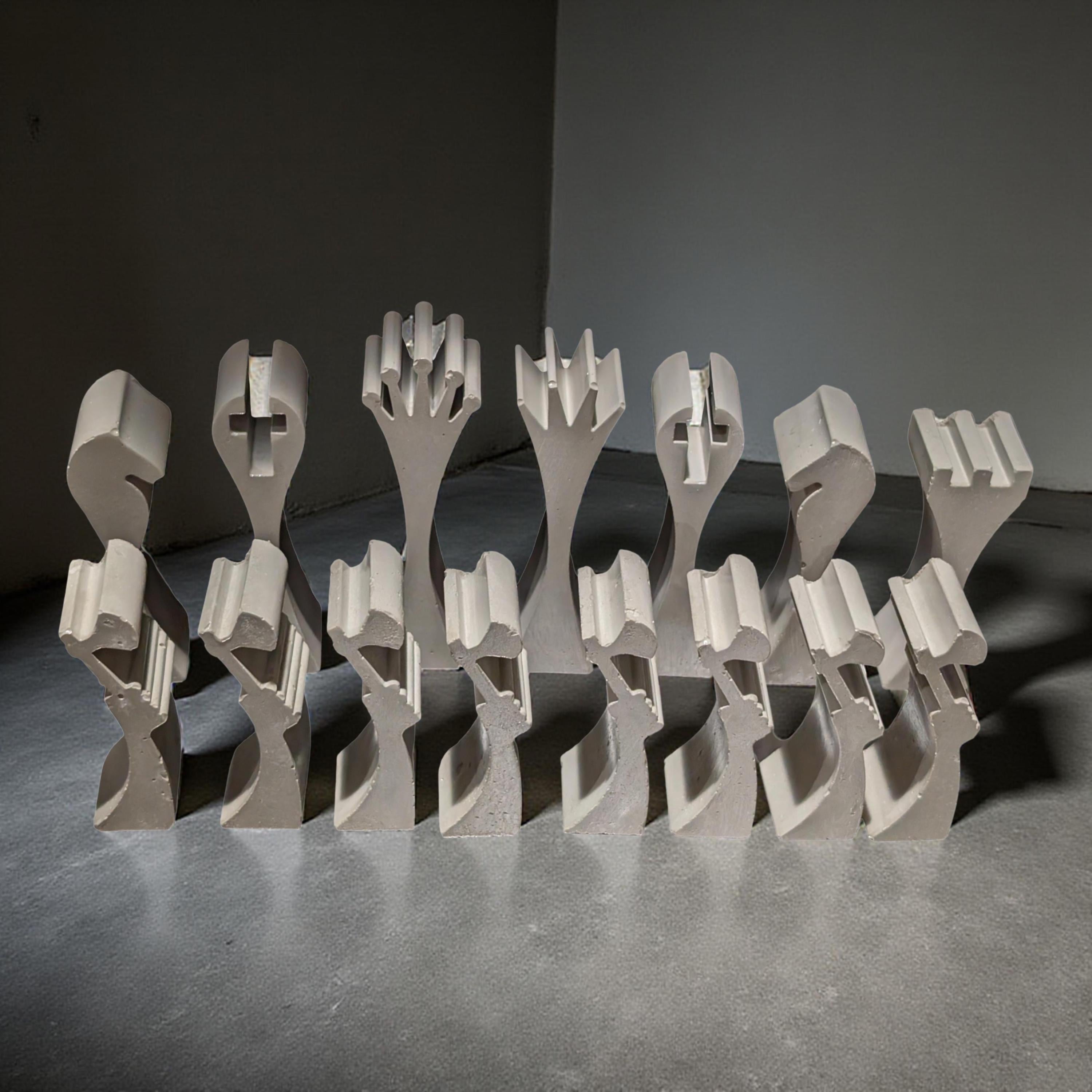 Hand-Painted Concrete Chess Set – Modern Minimalist Design