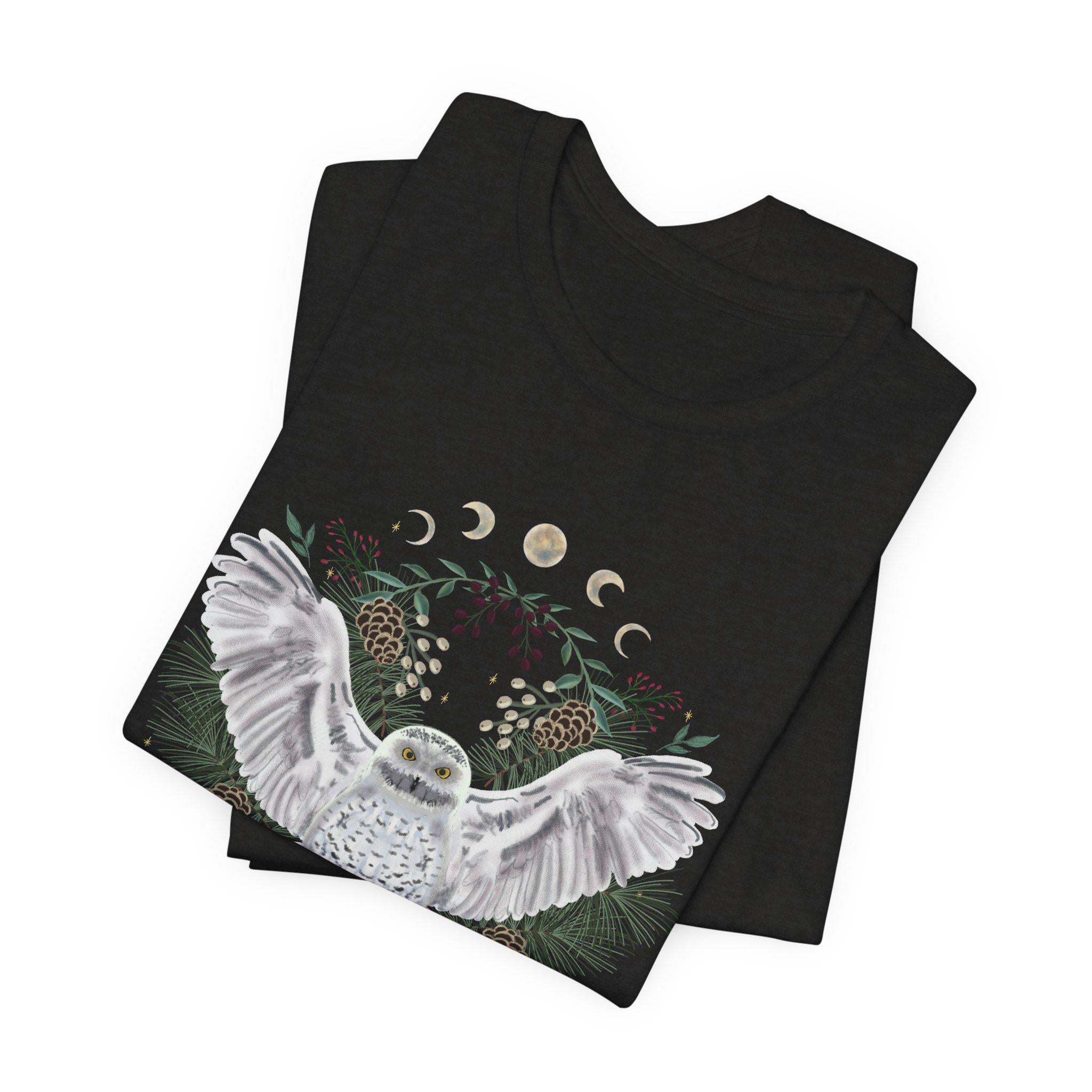 Mystical Owl Graphic Tee | Moon Phases Unisex Shirt