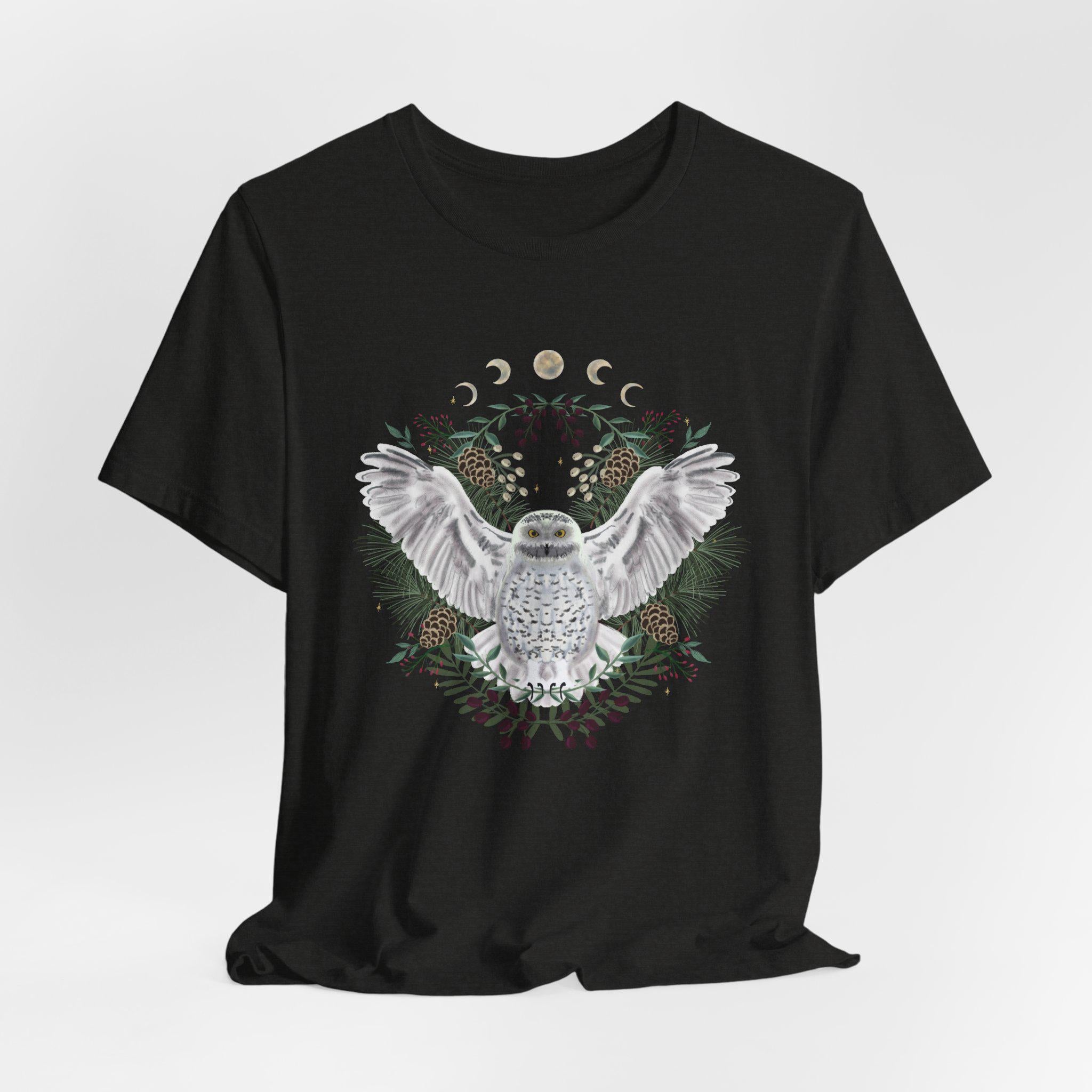 Mystical Owl Graphic Tee | Moon Phases Unisex Shirt