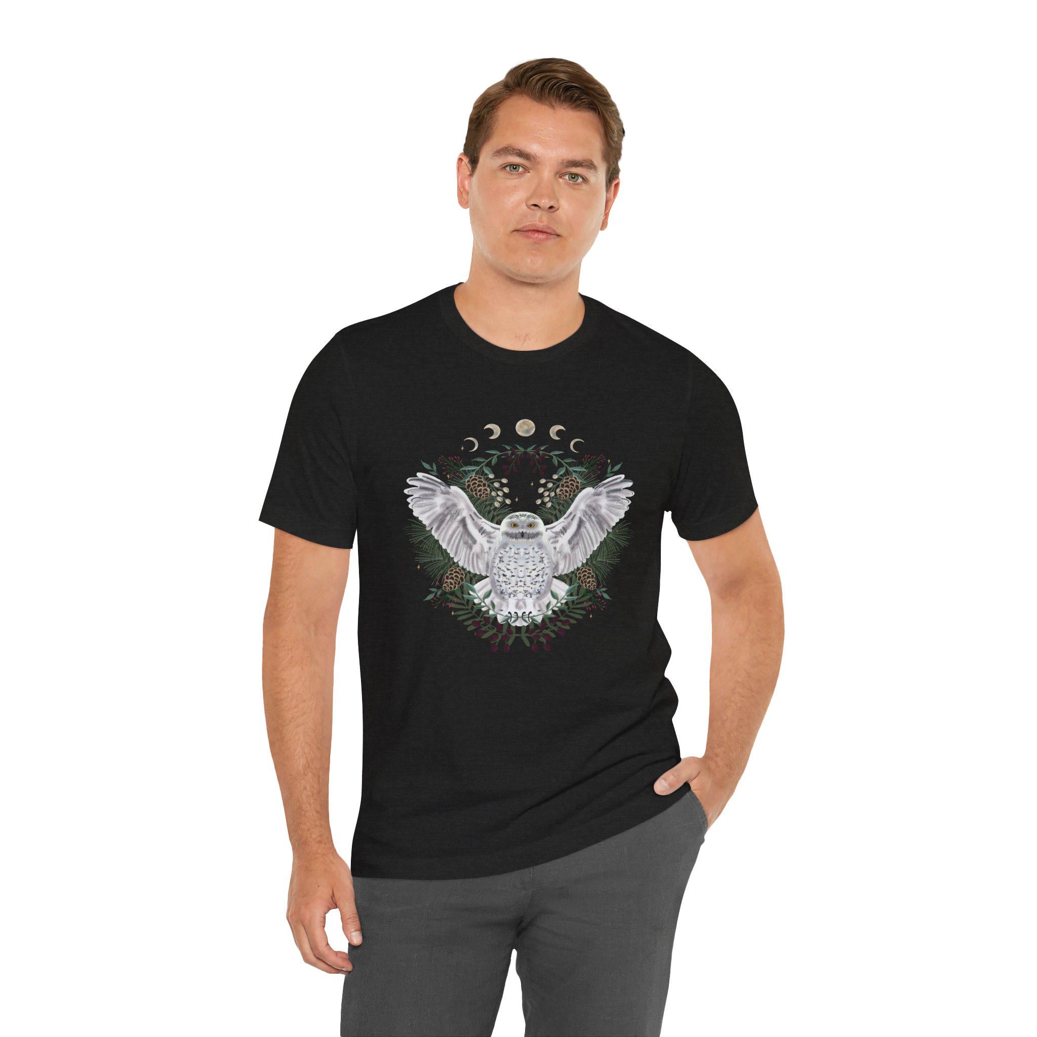 Mystical Owl Graphic Tee | Moon Phases Unisex Shirt