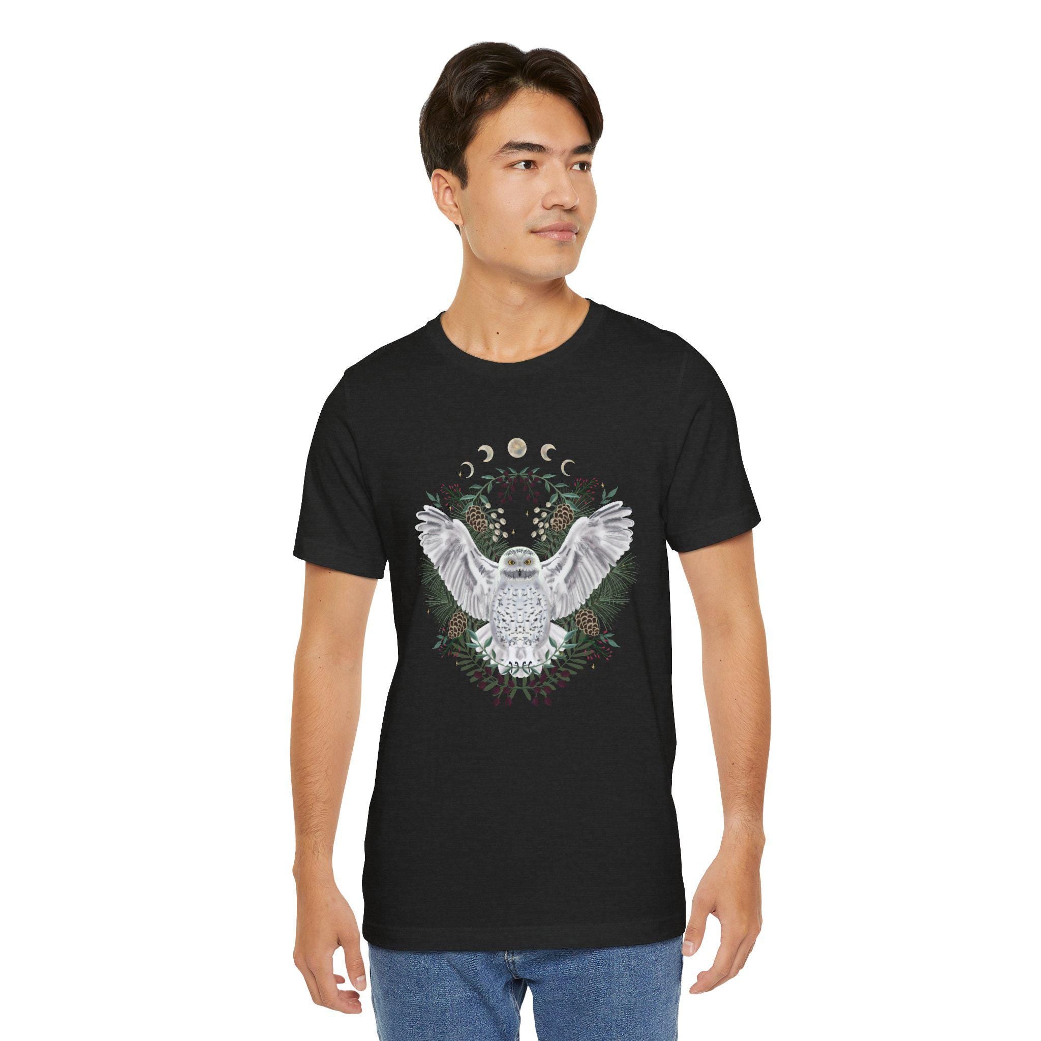 Mystical Owl Graphic Tee | Moon Phases Unisex Shirt
