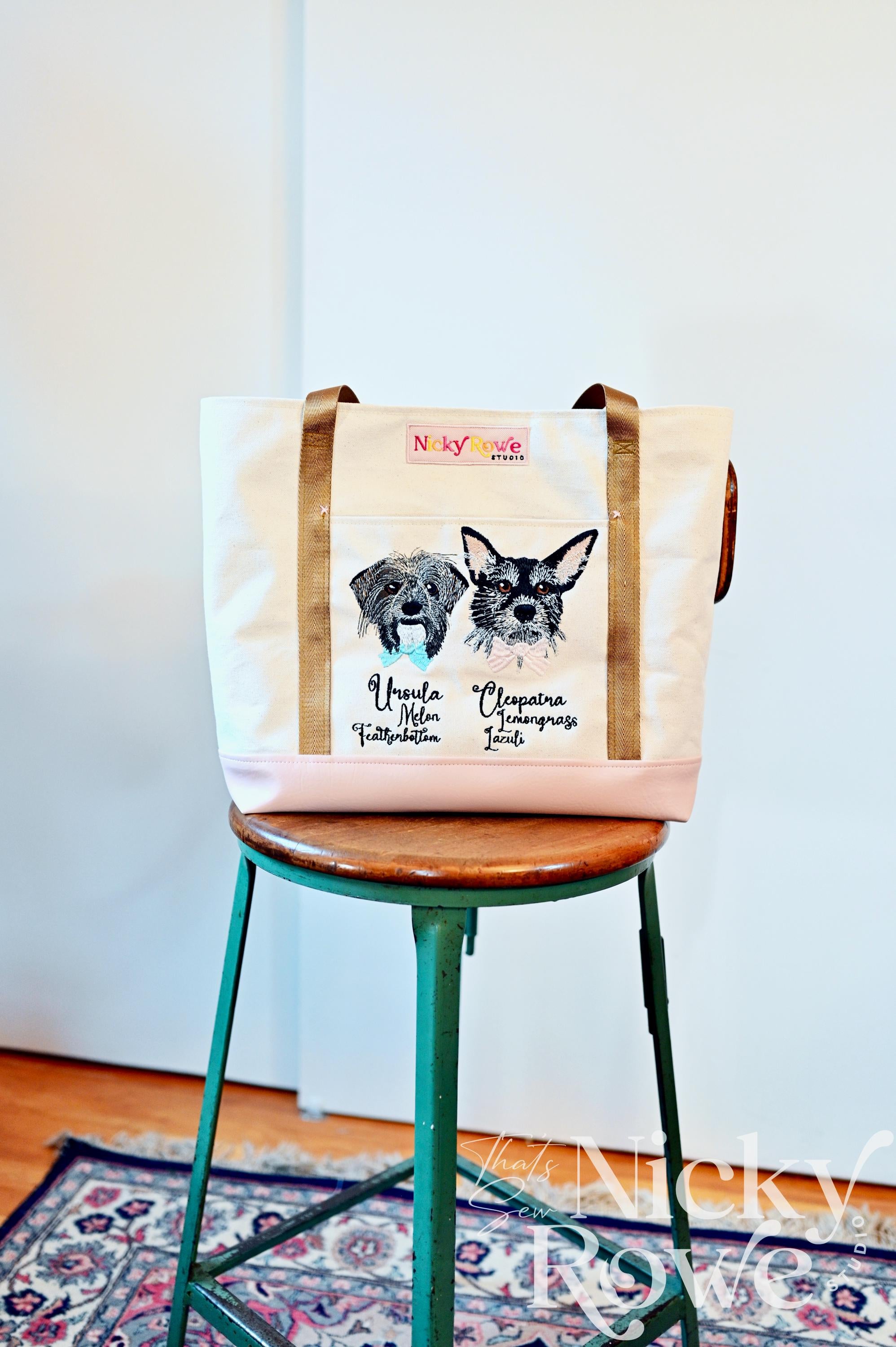 Pet Embroidered Tote Bag - Custom Handmade Everyday Tote made Functional Art - NO AI
