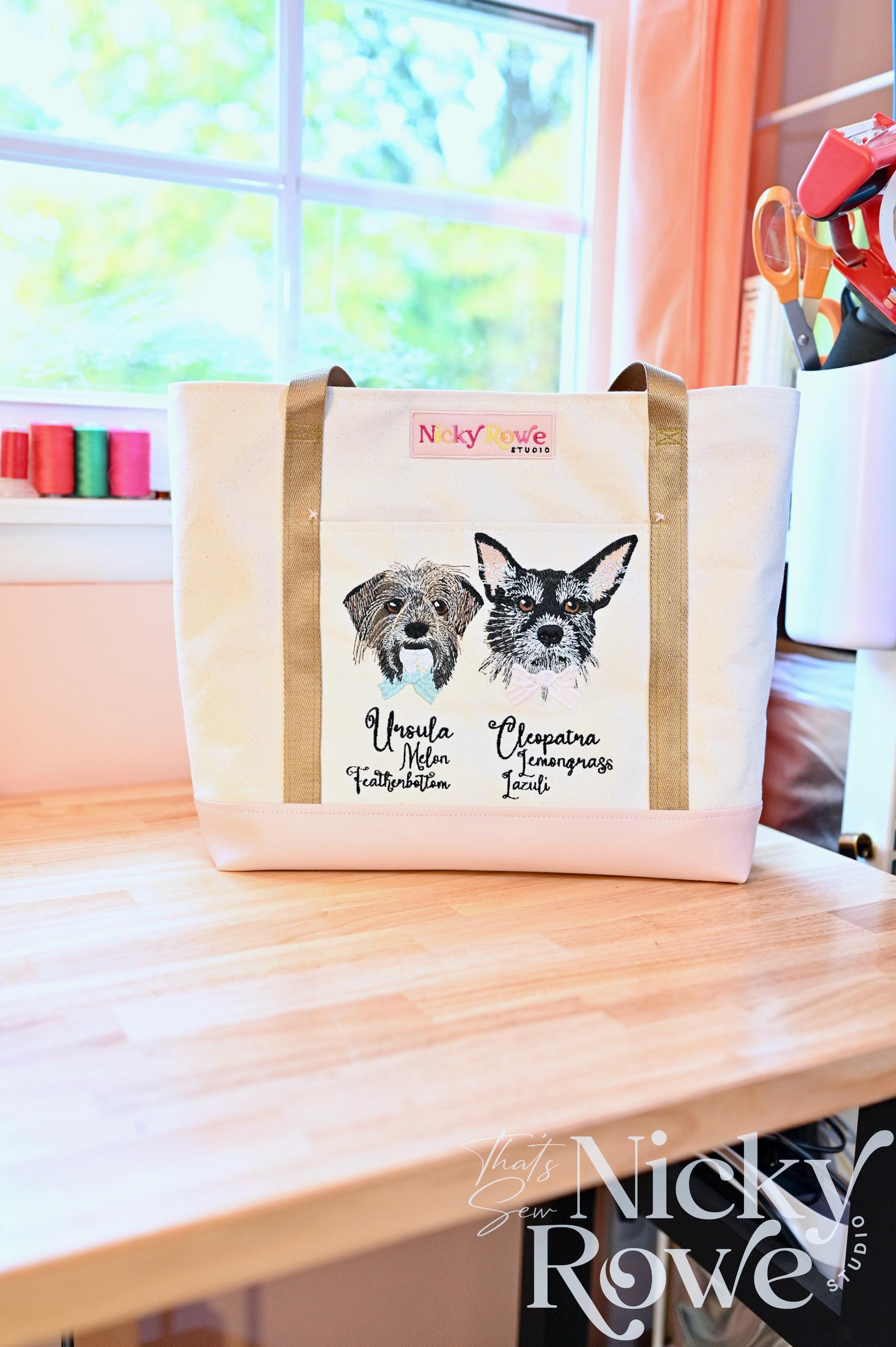 Pet Embroidered Tote Bag - Custom Handmade Everyday Tote made Functional Art - NO AI
