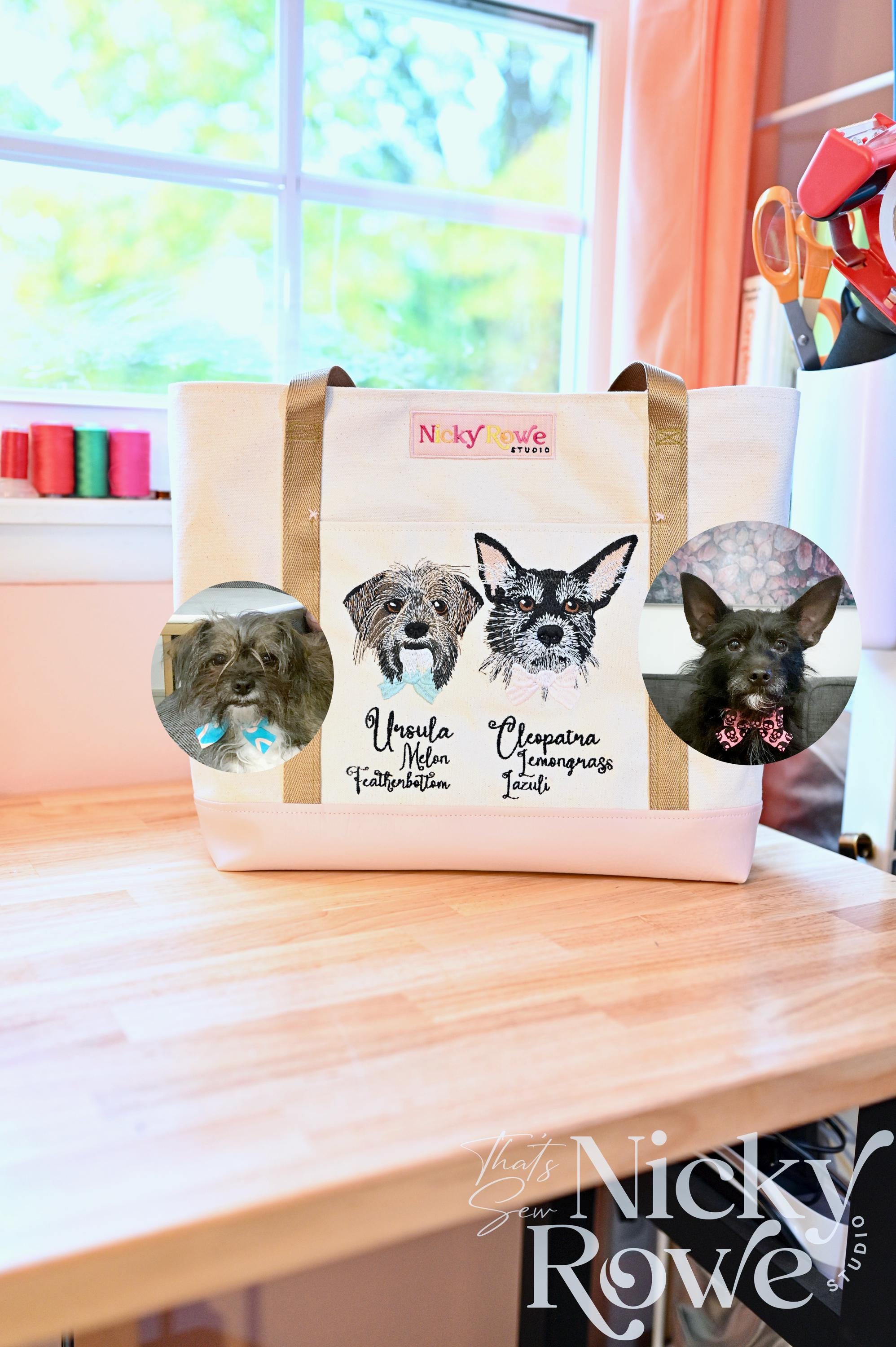Pet Embroidered Tote Bag - Custom Handmade Everyday Tote made Functional Art - NO AI