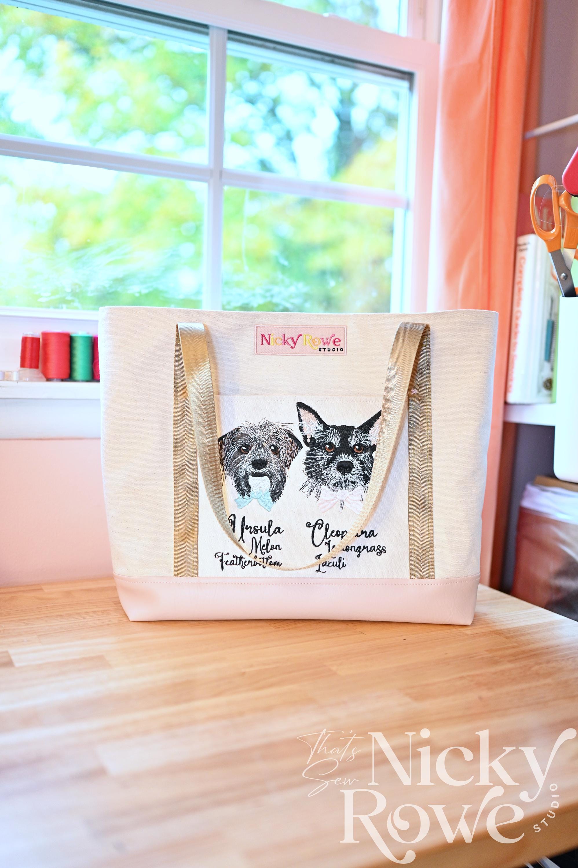 Pet Embroidered Tote Bag - Custom Handmade Everyday Tote made Functional Art - NO AI
