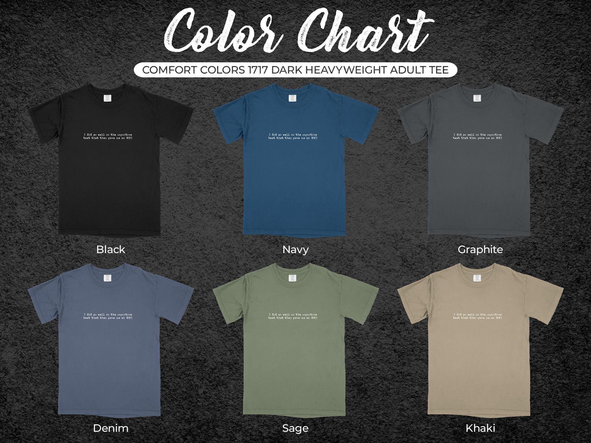 Comfort Colors 1717 Dark Heavyweight Adult Tee, Black Navy Graphite Denim Sage Khaki, Unisex Casual T-shirt, Minimalist Style