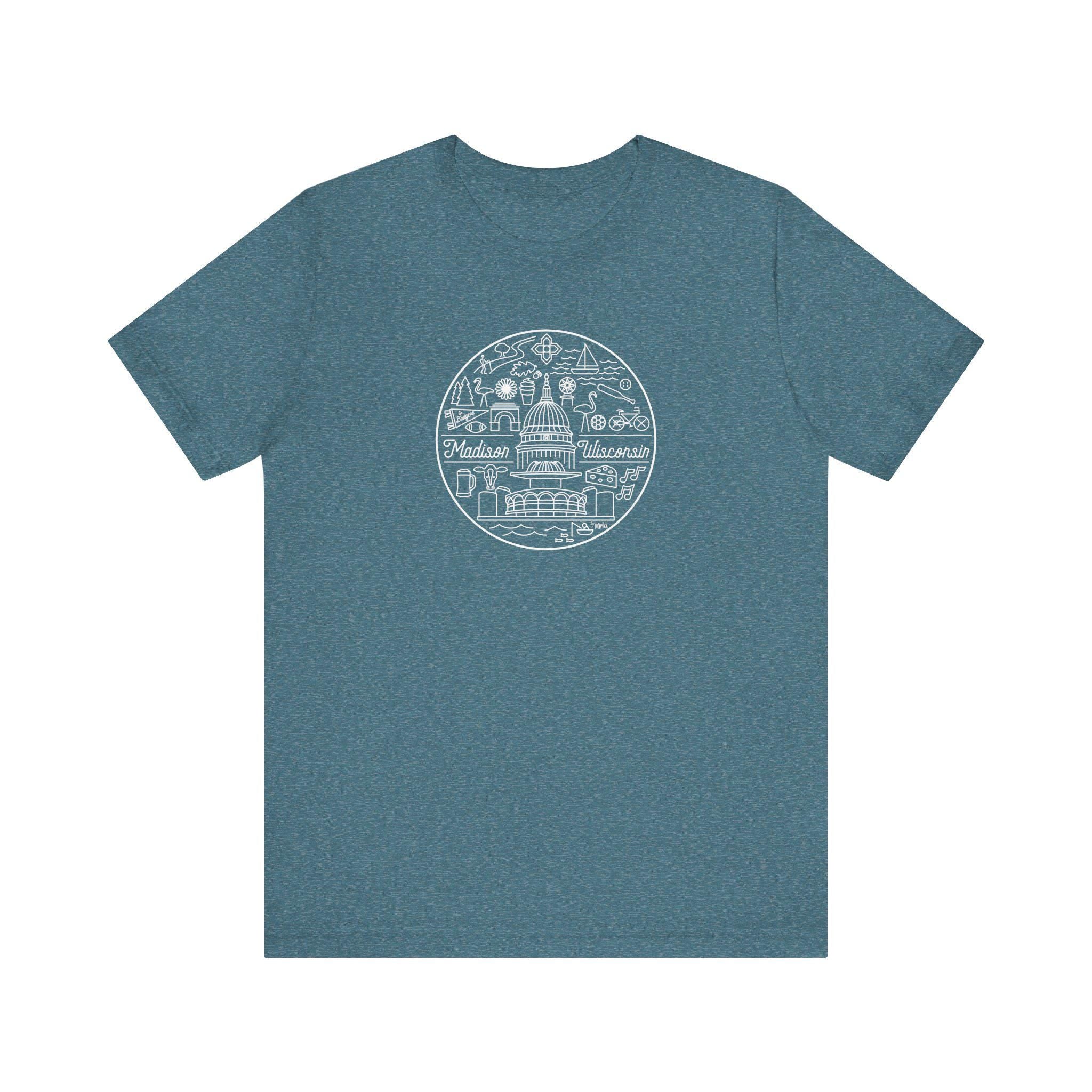Madison Wisconsin Landmarks Tee, Minimalist Line Art Shirt