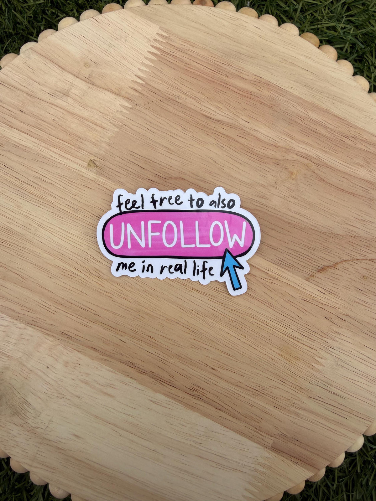Unfollow Me in Real Life Sticker – Snarky Social Media Humor, Clear or Holographic, Funny Bookish Laptop & Water Bottle Decal