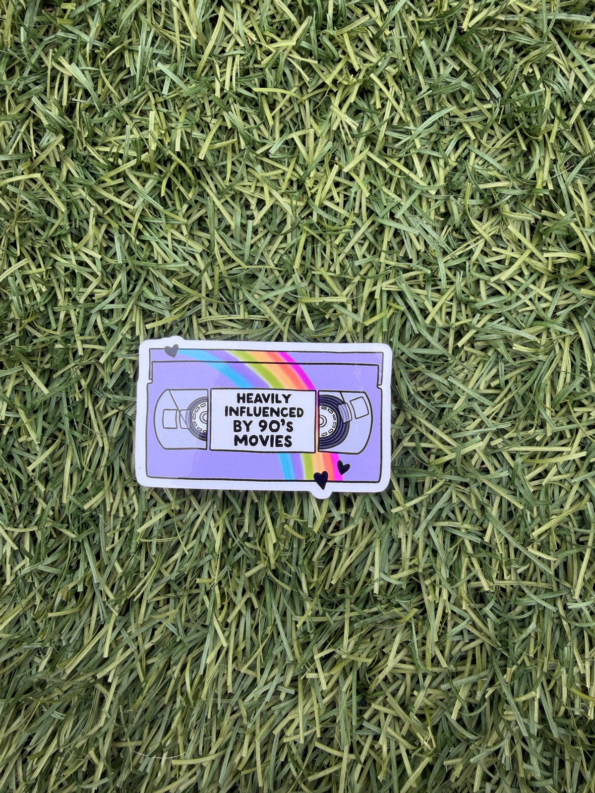 90s Movies VHS Sticker – Retro Rainbow Decal, Nostalgic Bookish Gift, Water-Resistant Clear or Holographic, 2" or 3" VHS Aesthetic