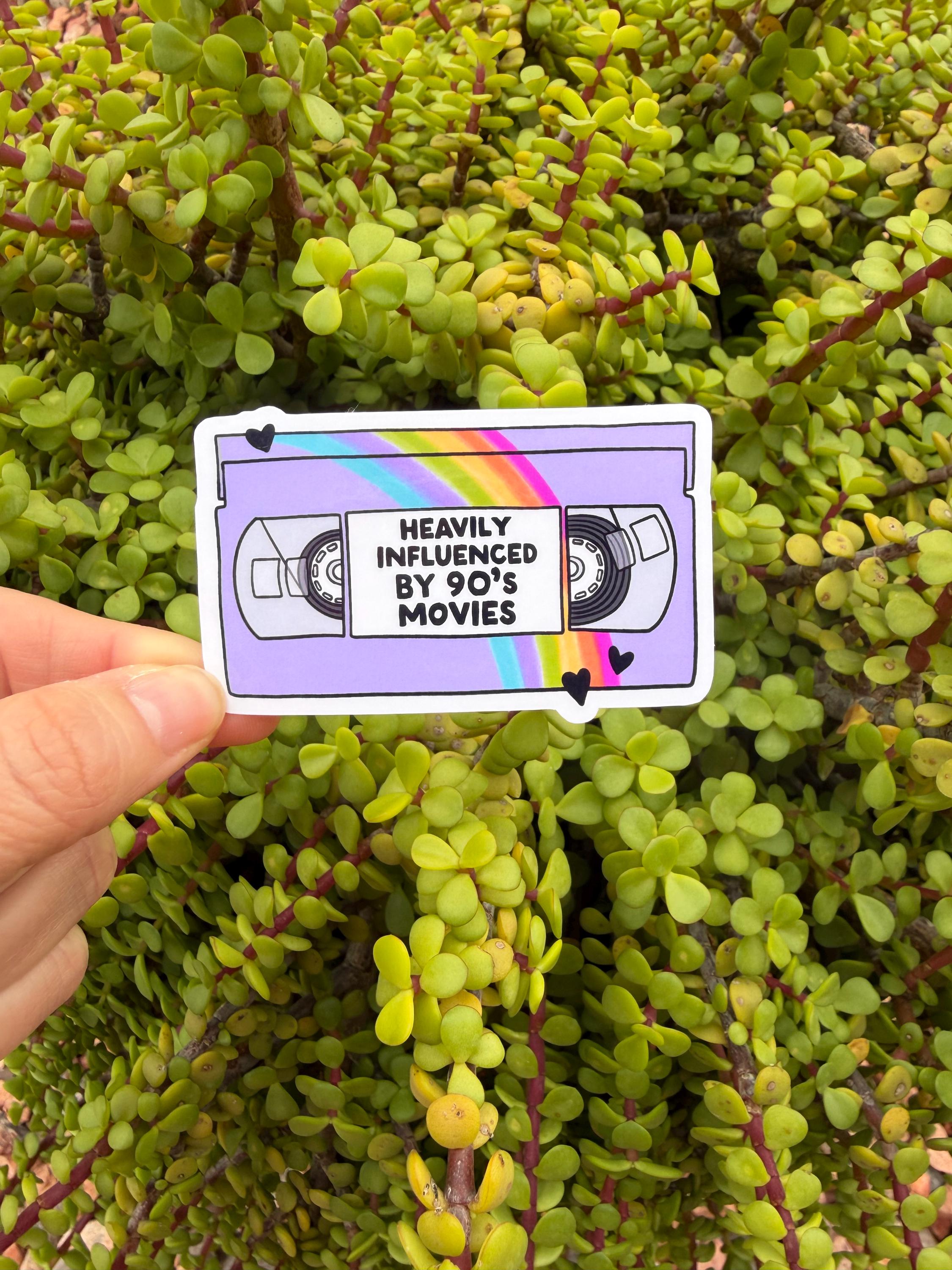 90s Movies VHS Sticker – Retro Rainbow Decal, Nostalgic Bookish Gift, Water-Resistant Clear or Holographic, 2" or 3" VHS Aesthetic