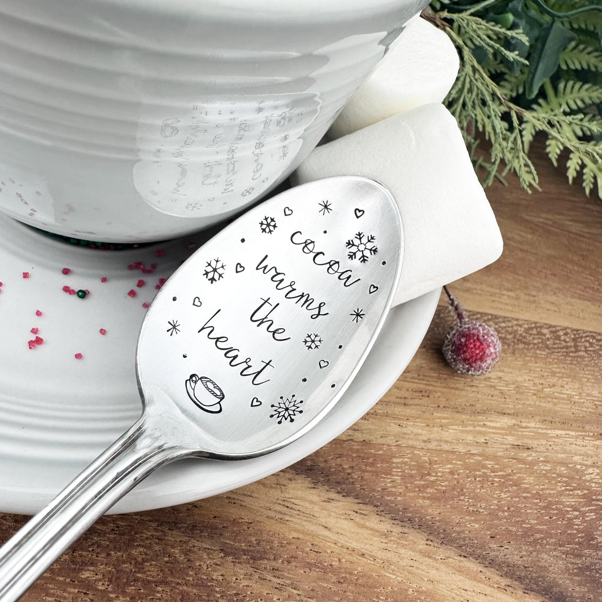 Hot Chocolate Vintage Stamped Spoon: Custom Cocoa Gift