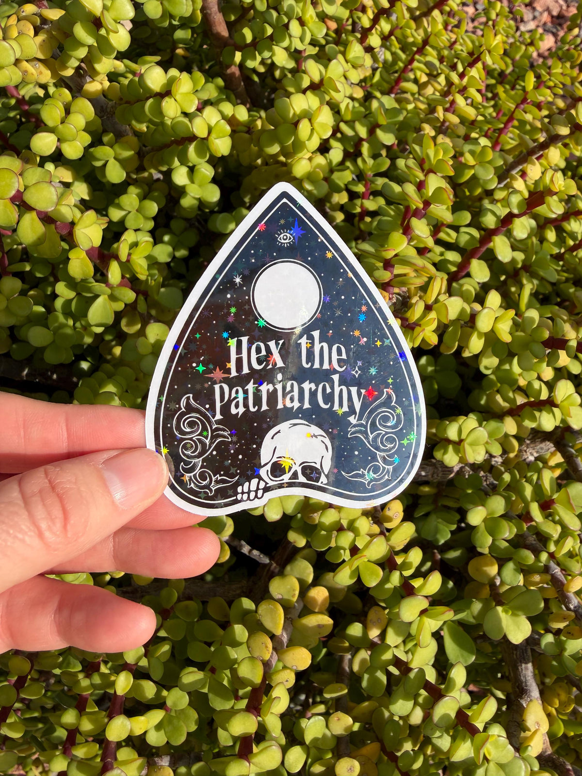 Hex the Patriarchy Sticker – Witchy Ouija Planchette Feminist Vinyl Decal