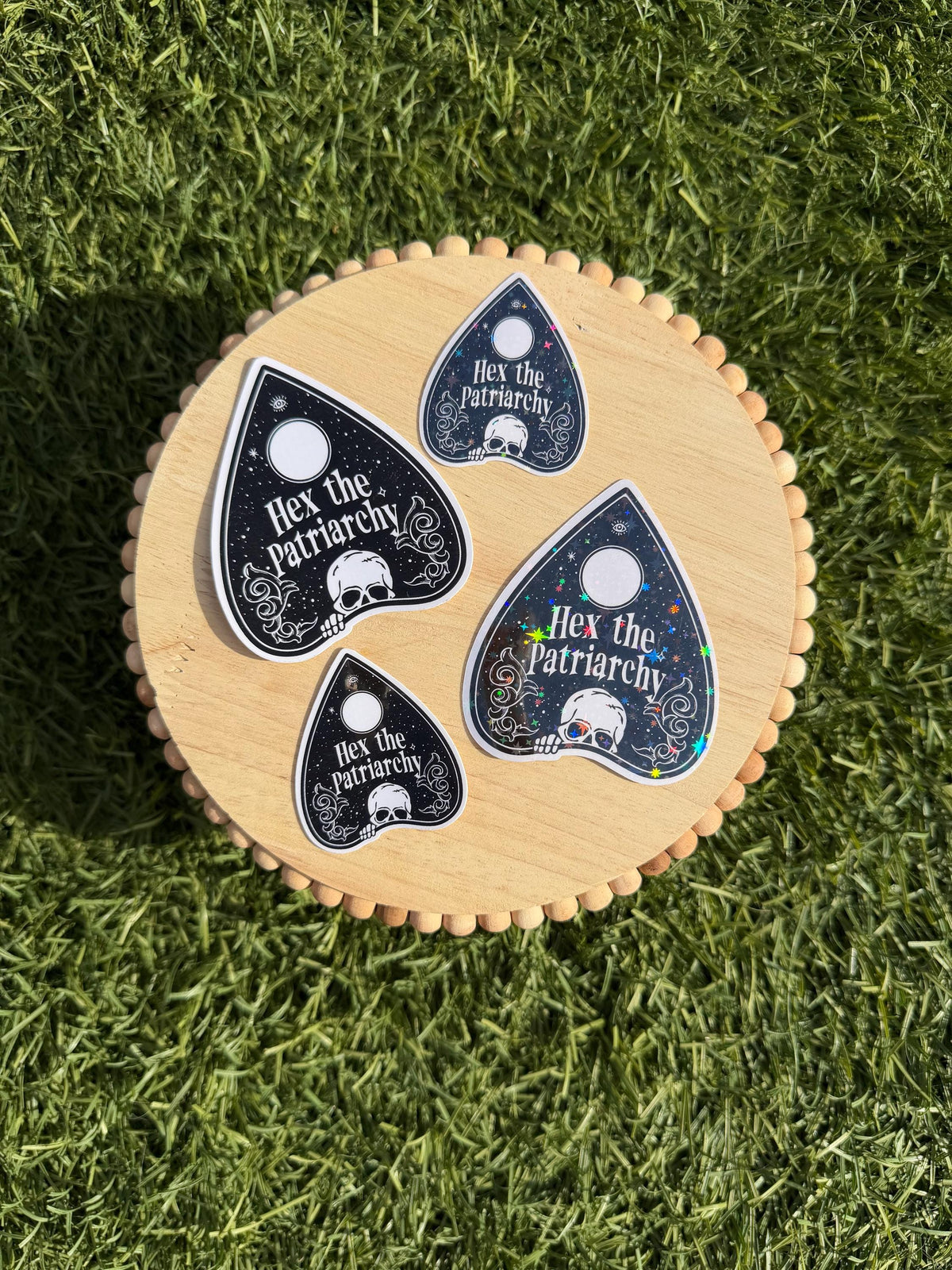 Hex the Patriarchy Sticker – Witchy Ouija Planchette Feminist Vinyl Decal