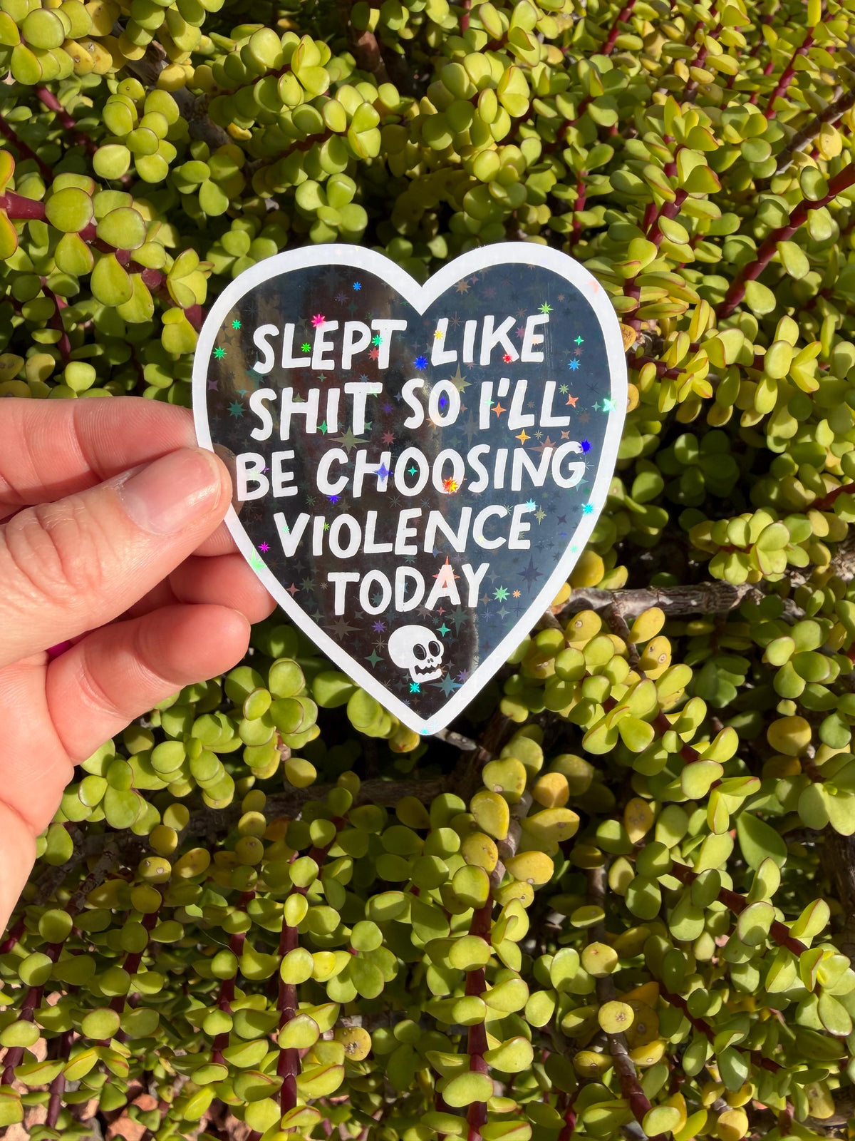Slept Like Shit Violence Sticker – Funny Dark Humor Sticker, Sleep Deprived Chaos Decal, Sarcastic Mood Sticker