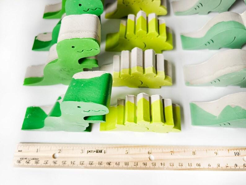 Concrete Dinosaur Decor & ROAR Letters - Unique Kids Room Shelf Decor - Modern Nursery Decorations - Crayon Finish Solid Concrete Dinos