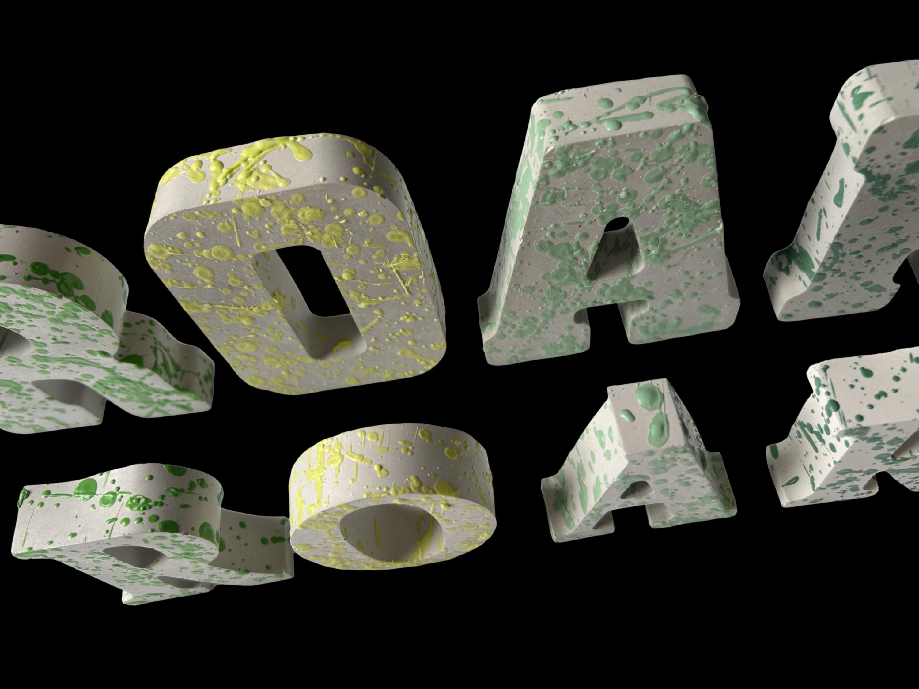 Splattered Concrete Dinosaur Decor & ROAR Letters | Unique Kids Room Shelf Decor | Modern Nursery Art