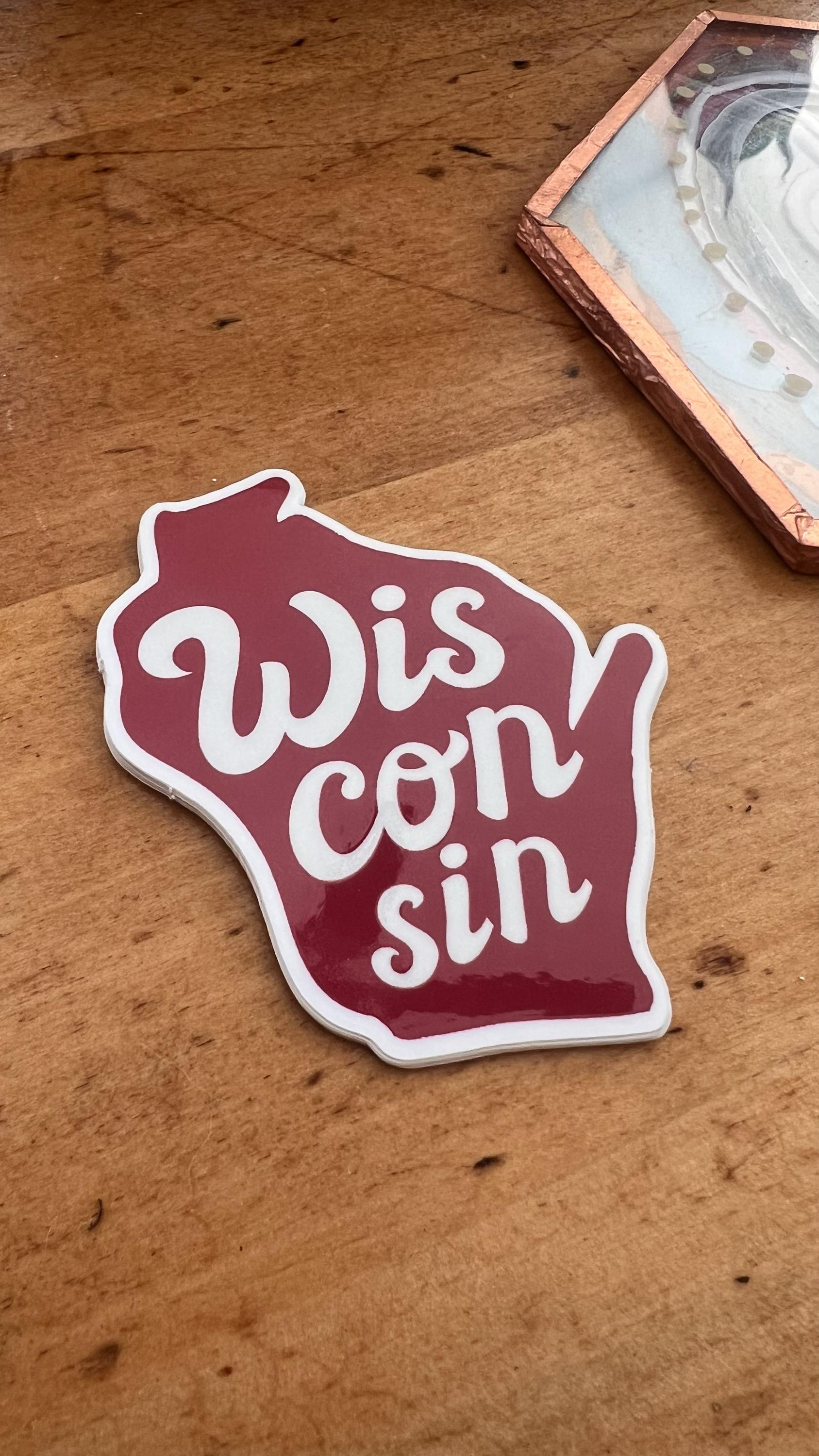 Wisconsin State Sticker | Original Hand-Lettered Vinyl Art (Madison WI)
