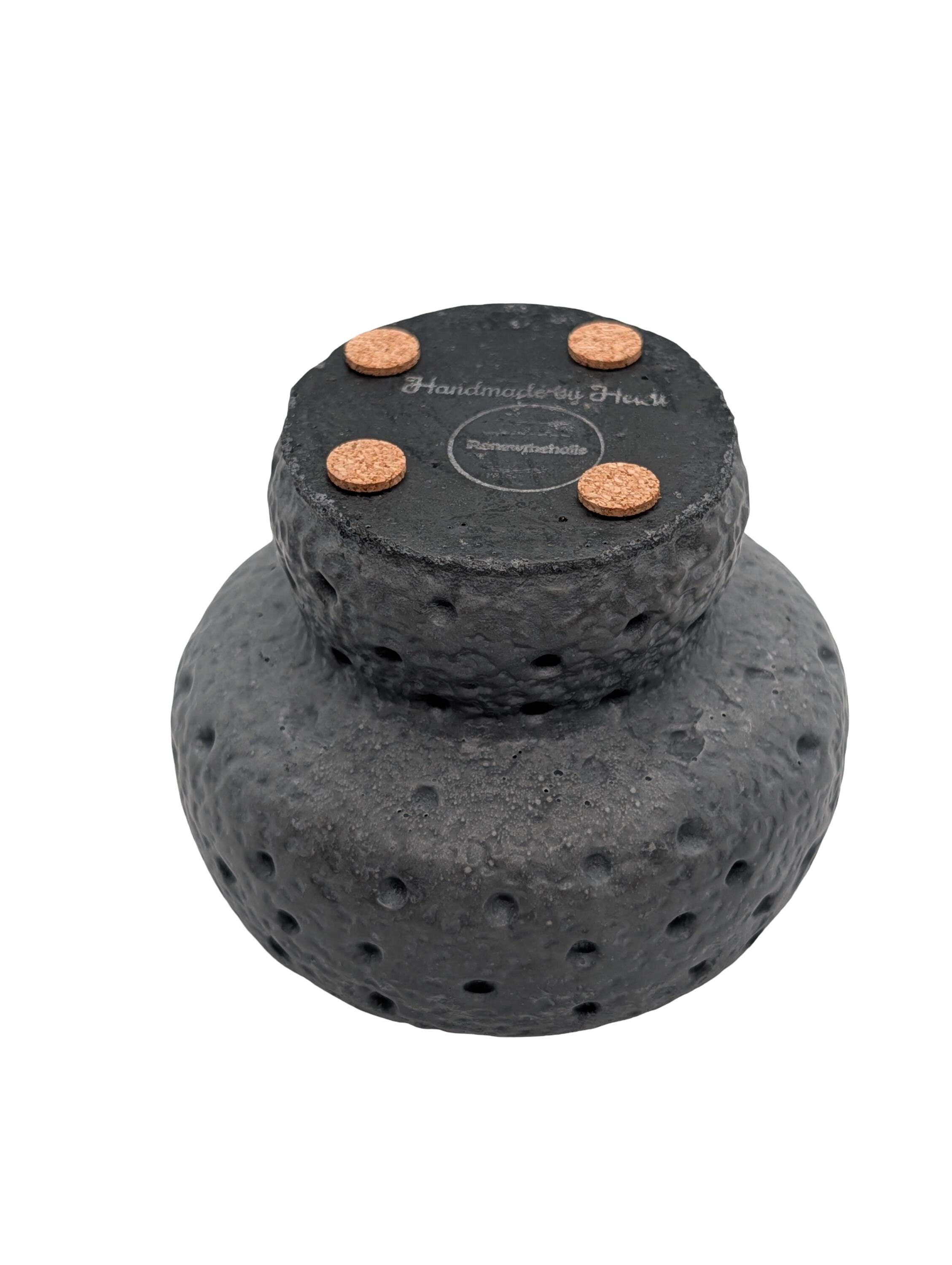 Modern Brutalist Lunar Stone Vessel & Tray Set | Concrete Succulent Planter, Decorative Storage Jar, Catchall Tray | Housewarming Gift |