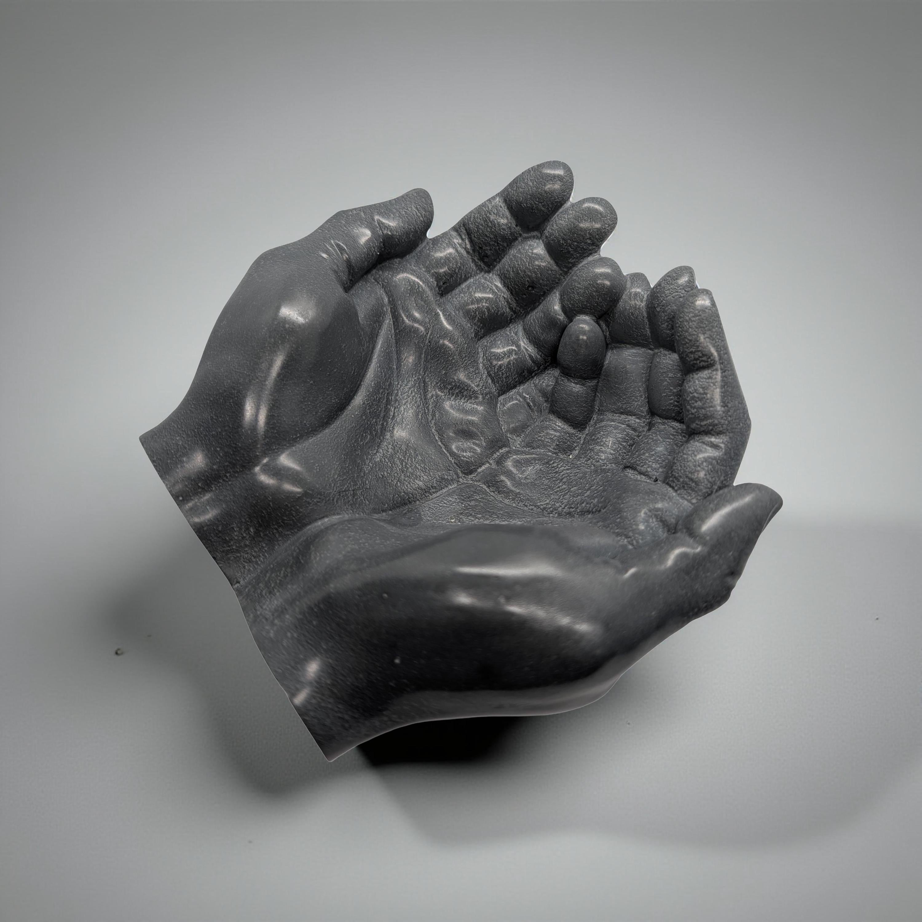 Modern Sculptural Hand Vessel | Concrete Succulent Planter, Industrial Trinket Bowl, Key Catchall | Brutalist Home Decor