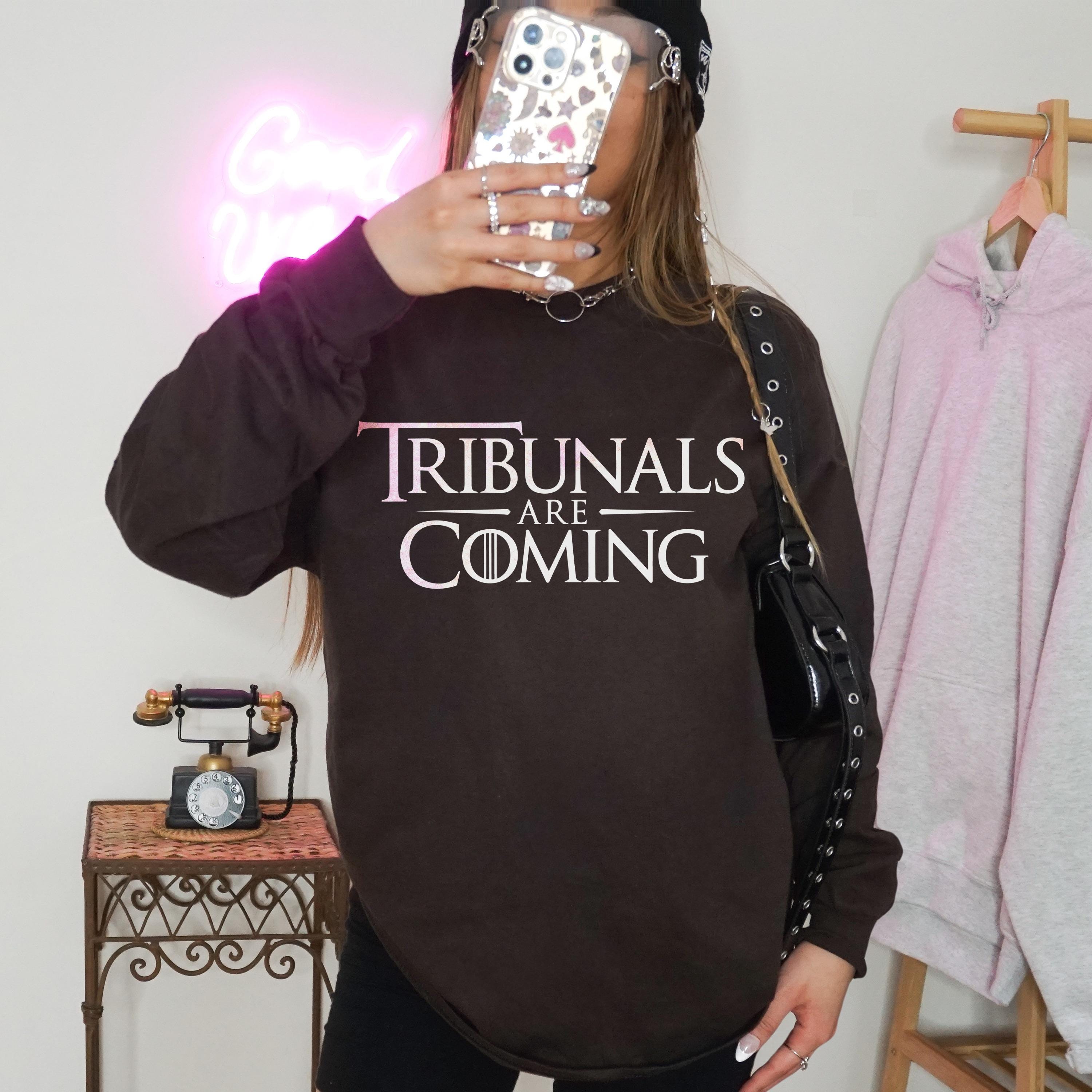 Tribunals Are Coming Sweatshirt, Game Inspired Shirt, Cozy Casual Wear, Fun Graphic Top, Trendy Long Sleeve Pullover