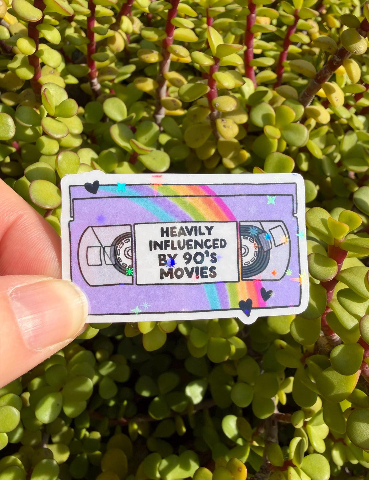 90s Movies VHS Sticker – Retro Rainbow Decal, Nostalgic Bookish Gift, Water-Resistant Clear or Holographic, 2" or 3" VHS Aesthetic