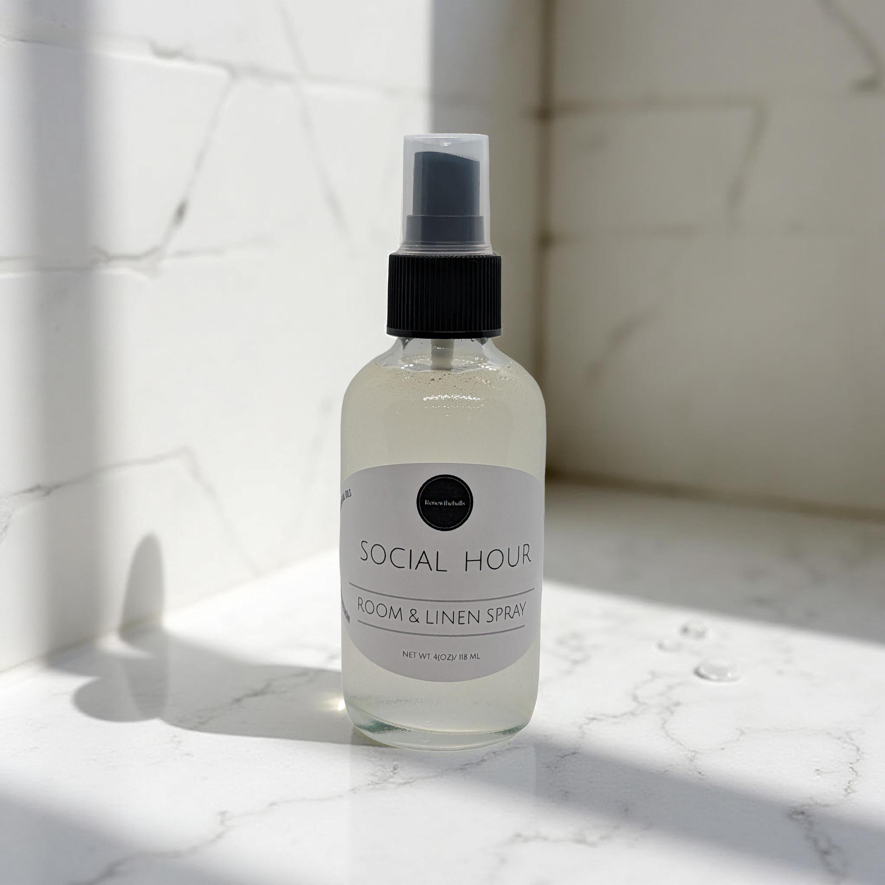 Signature Room & Linen Spray | Designer Inspired Scents | 4oz Glass Bottle Home Fragrance Mist | High Society, Social Hour, Crisp Cotton