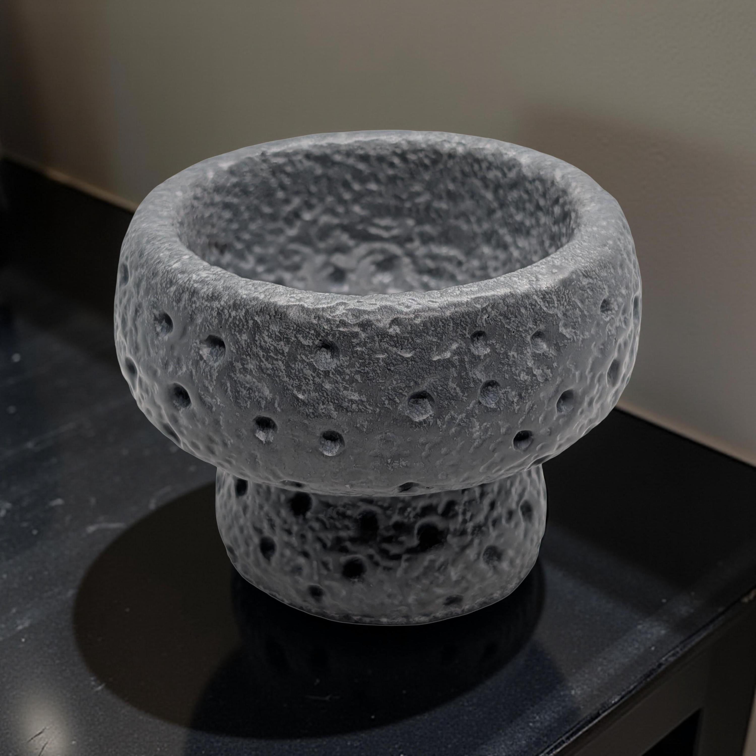 Modern Brutalist Lunar Stone Vessel & Tray Set | Concrete Succulent Planter, Decorative Storage Jar, Catchall Tray | Housewarming Gift |