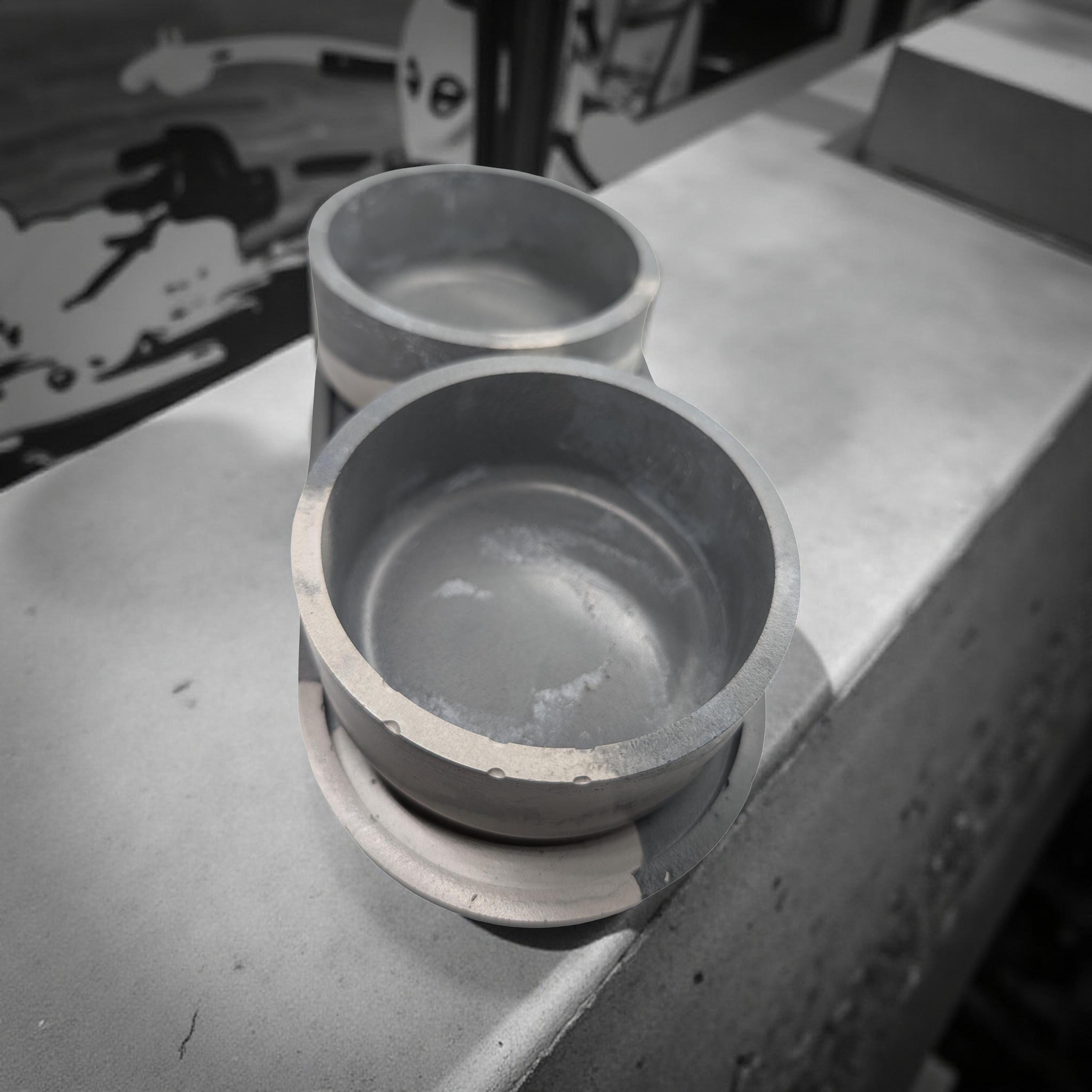 One-of-a-Kind Concrete Vanity Set | Gray Marble Tray + Bowl Duo | Modern Bathroom Storage for Q-Tips & Cotton Balls | Catchall Tray