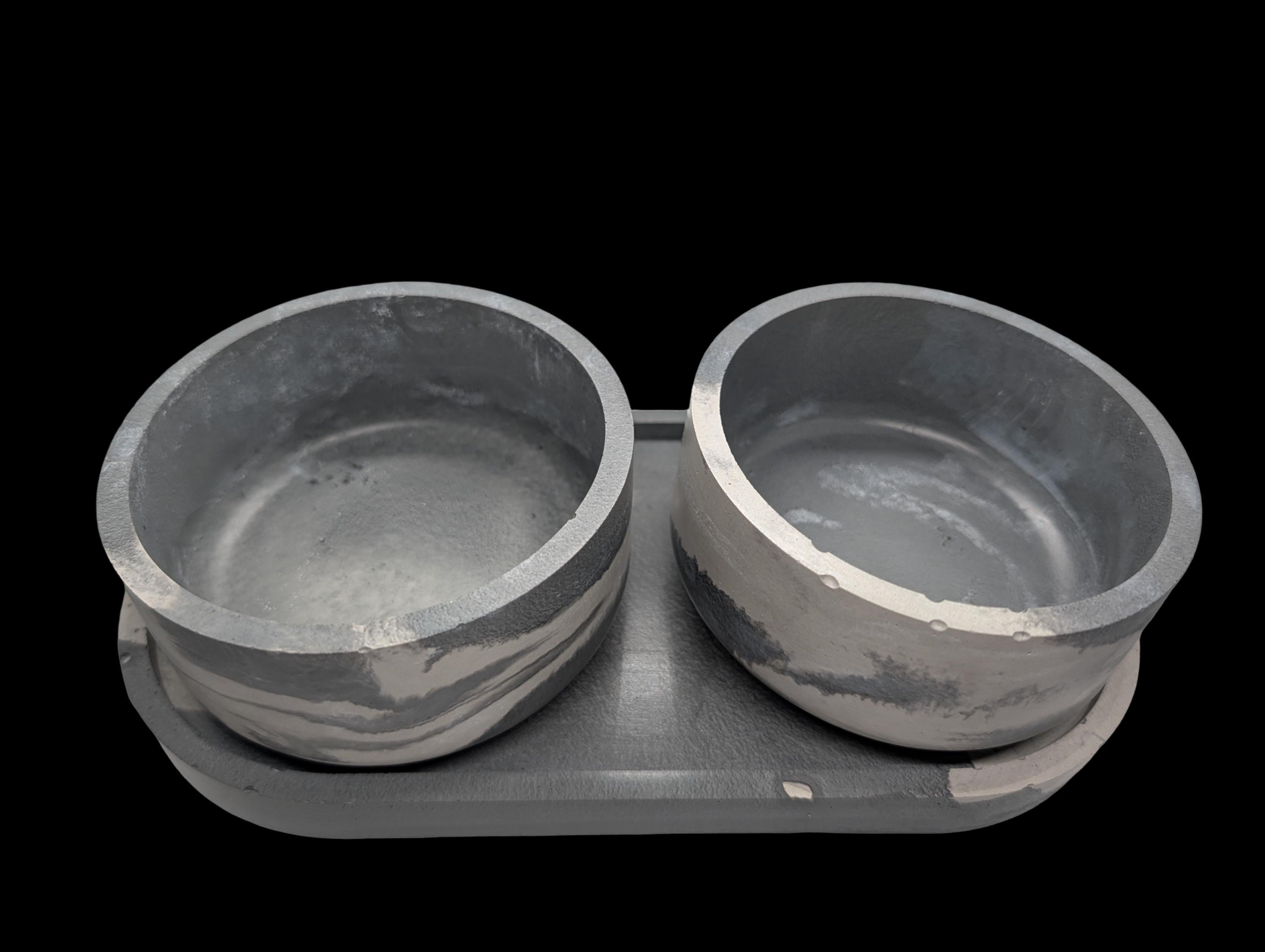 One-of-a-Kind Concrete Vanity Set | Gray Marble Tray + Bowl Duo | Modern Bathroom Storage for Q-Tips & Cotton Balls | Catchall Tray