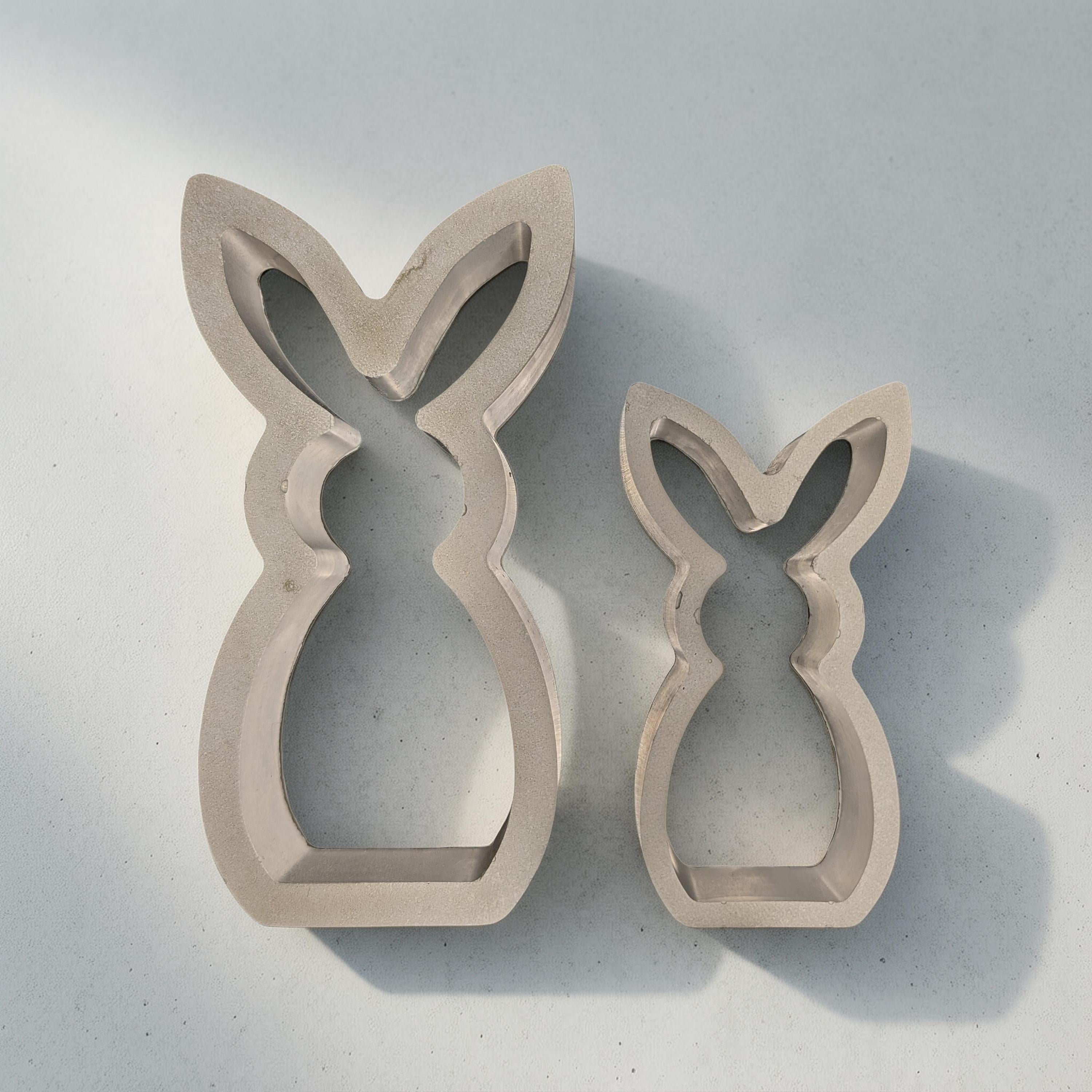 Concrete Bunny Silhouette - Modern Easter Decor - Minimalist Rabbit Statue - Spring Mantel Display - LG. & SM. Bunny Set- Tea light Candle