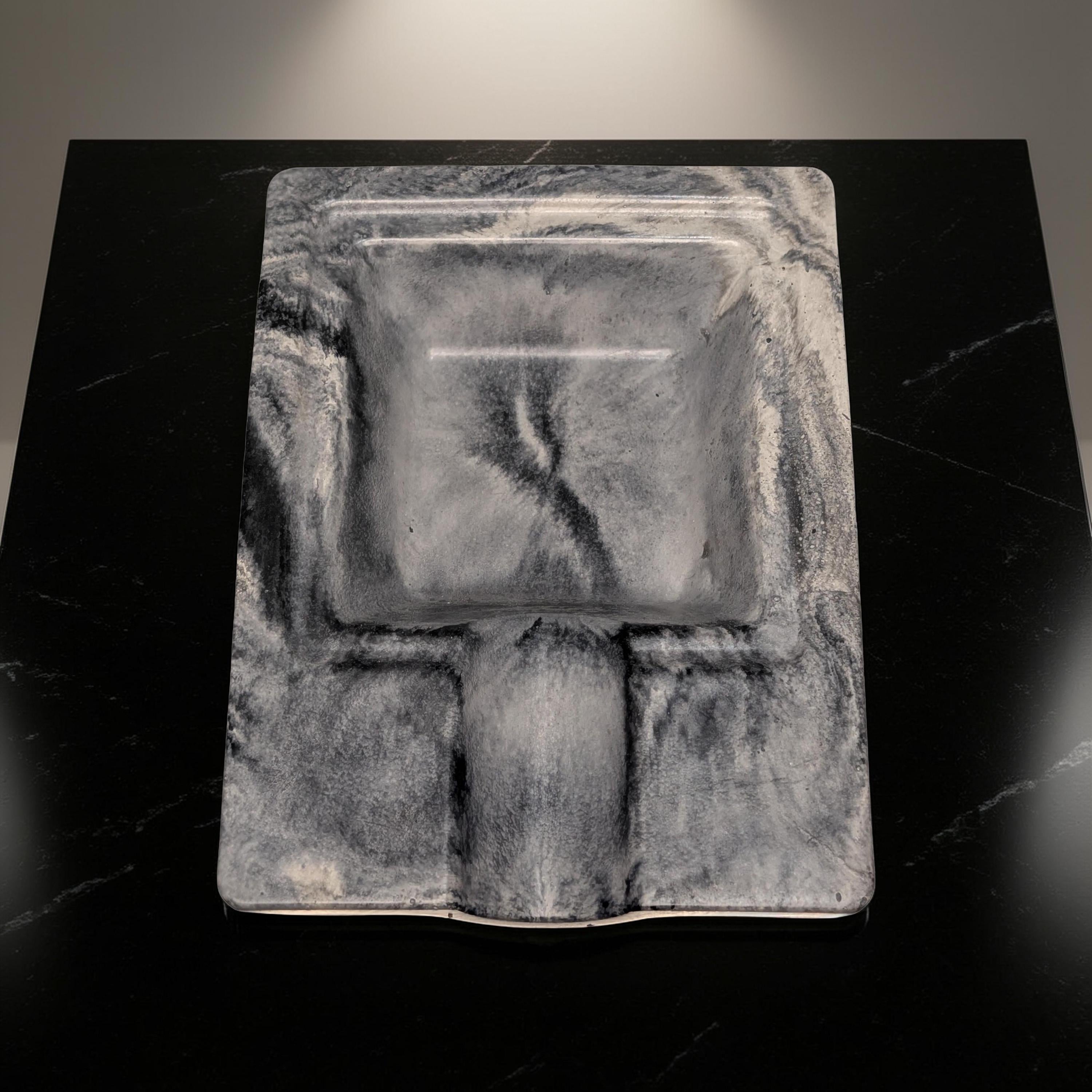 Handmade Marble Concrete Cigar Ashtray – Modern Single Cigar Rest – Luxury Minimalist Concrete Decor – Gifts for Cigar Lovers – 5.2" x 4"