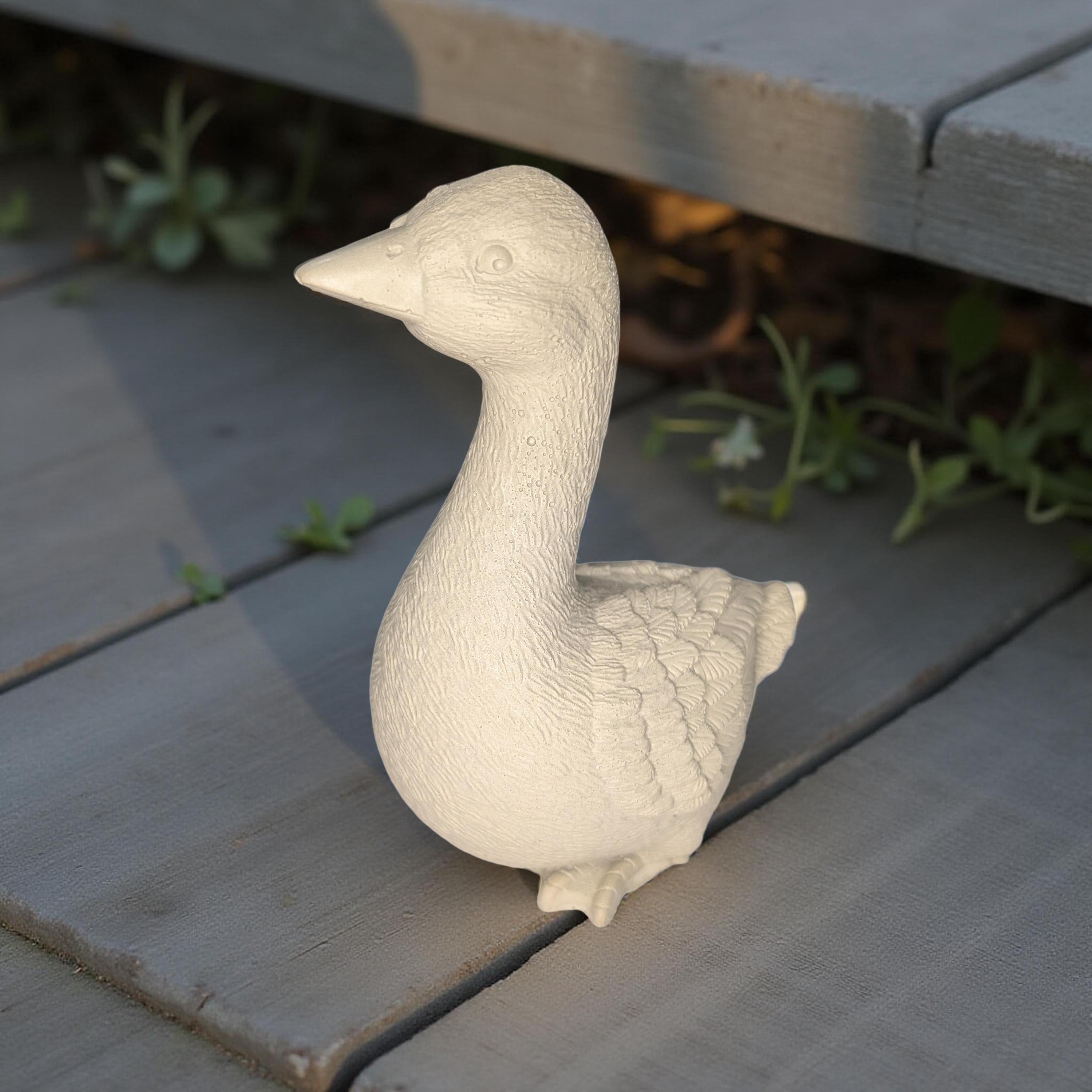 Small Concrete Goose | Cute Desk Accessory | Heavy Paperweight | Modern Cement Animal Figurine | Handmade Stone Bird for Shelf or Planter