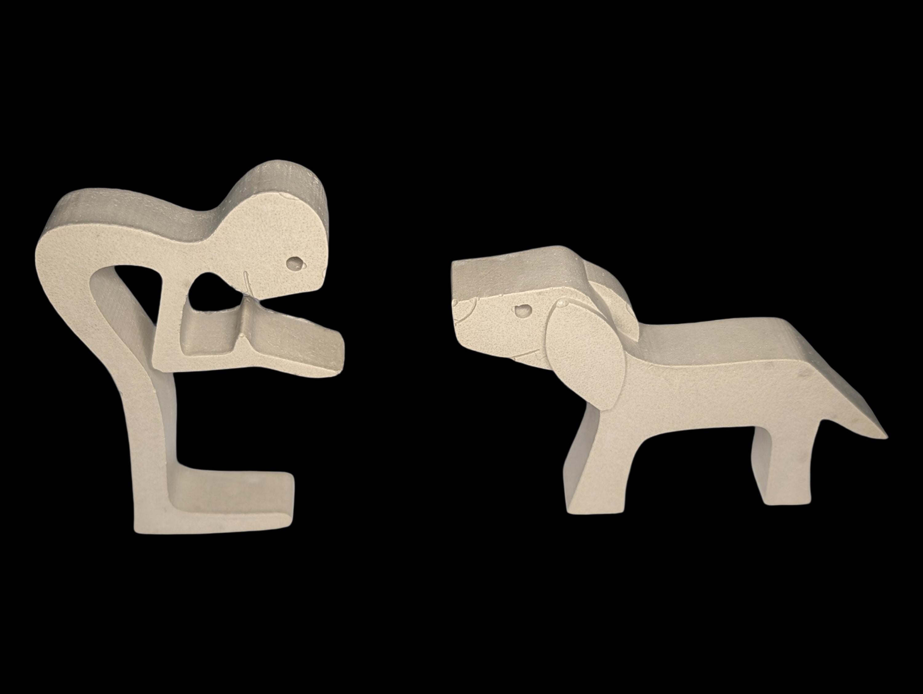 Concrete Human & Dog Statue Set | Minimalist Dog Lover Gift | Best Friend Sculpture | Interactive 2-Piece Figurine | Pet Loss Memorial or Sh