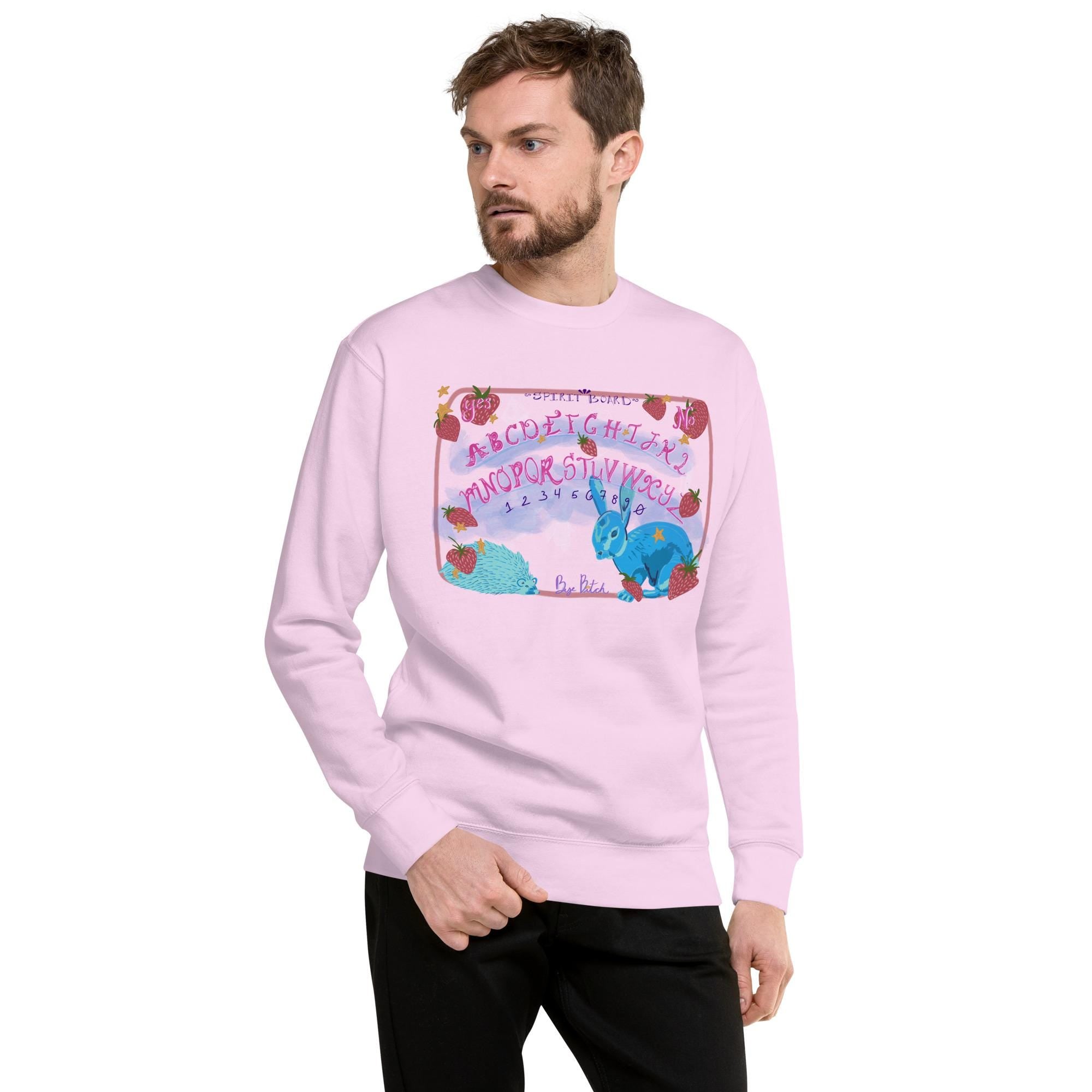 Spirit Board Bunny Sweatshirt: Hand-Drawn Witchy Apparel, Cotton Blend Cozy Sweater