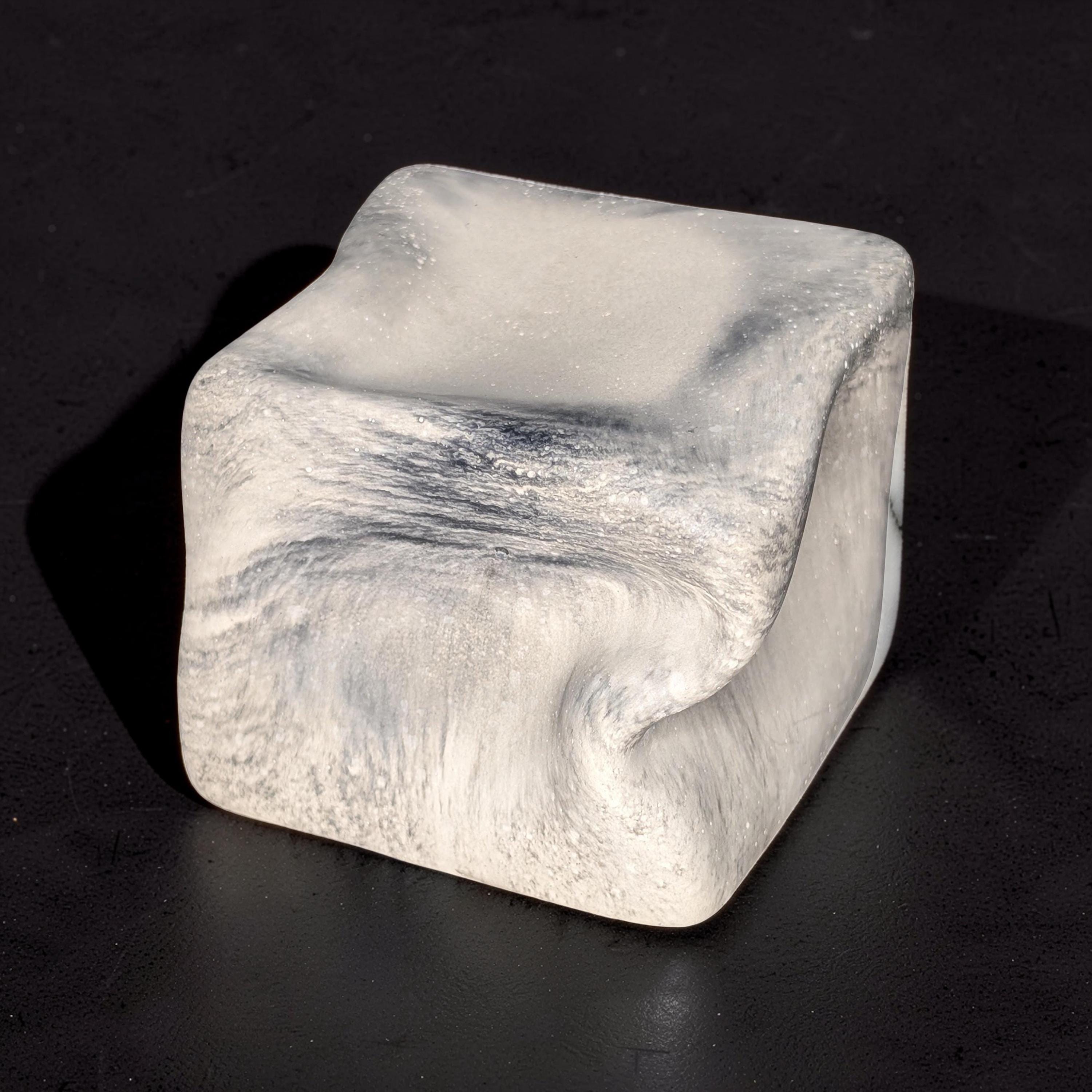 Modern Concrete Twisted Cube Sculpture | Geometric Book Topper | Minimalist Shelf Decor | Stackable Cement Desk Accessory | Abstract Art