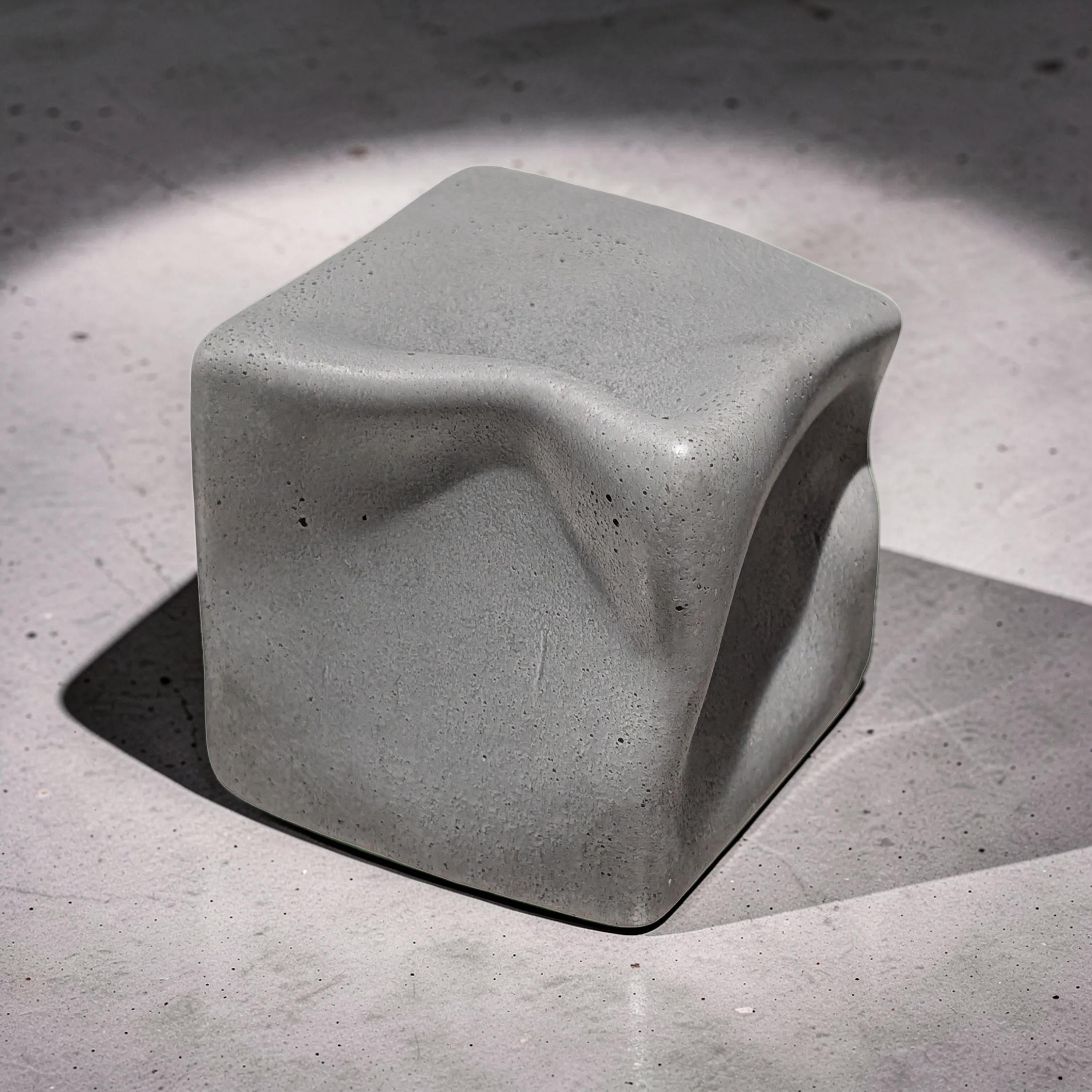 Modern Concrete Twisted Cube Sculpture | Geometric Book Topper | Minimalist Shelf Decor | Stackable Cement Desk Accessory | Abstract Art