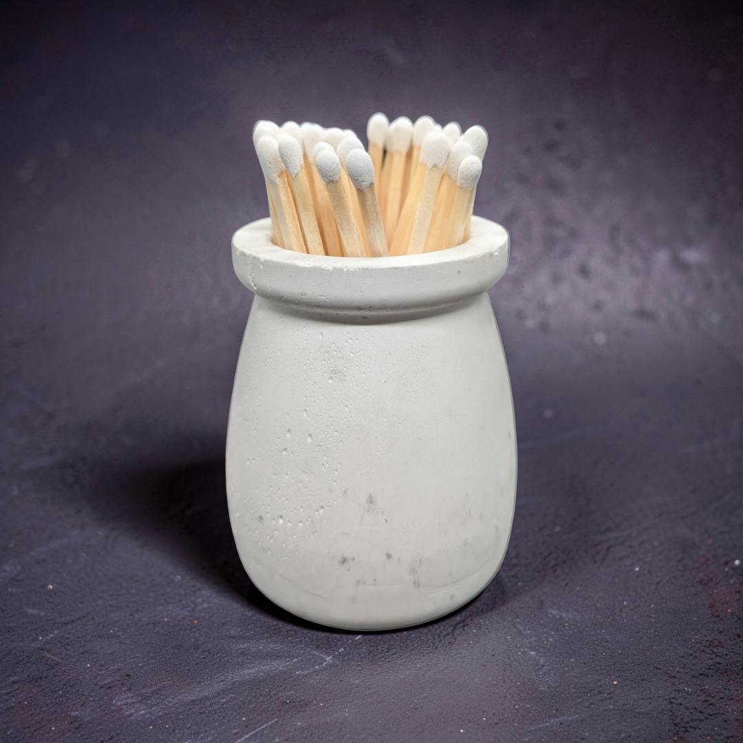 Minimalist Concrete Match Striker Jar including Matches | Modern Candle Accessory | Unique Birthday or New Home Gift | Housewarming Gifts
