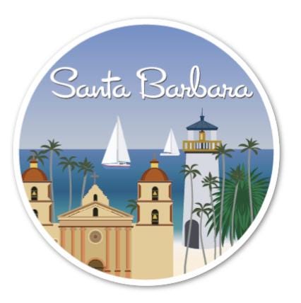 Santa Barbara Surf Beach Sticker | Vintage California Coastal Decal (3" Longest Dimension)