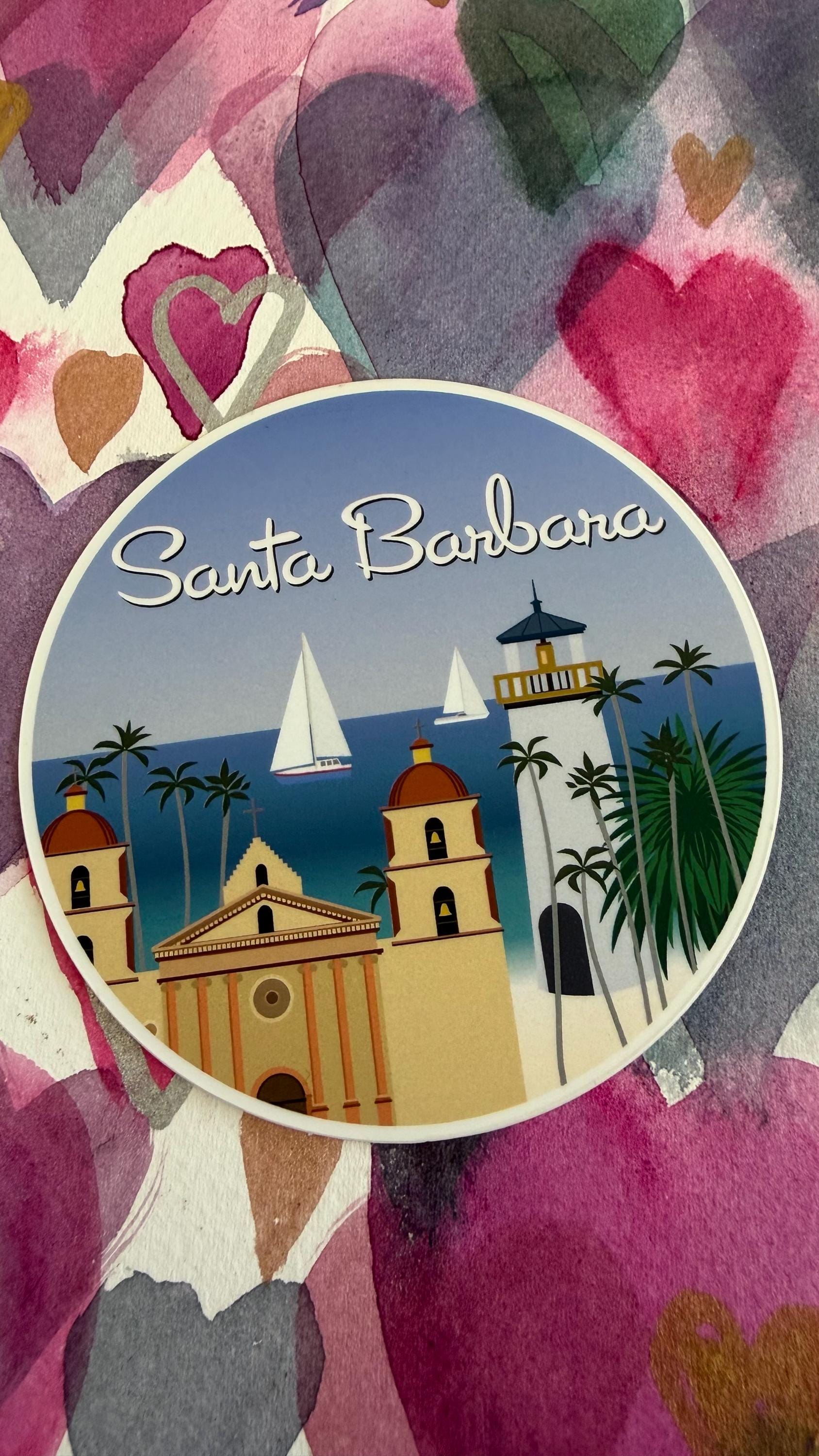 Santa Barbara Surf Beach Sticker | Vintage California Coastal Decal (3" Longest Dimension)
