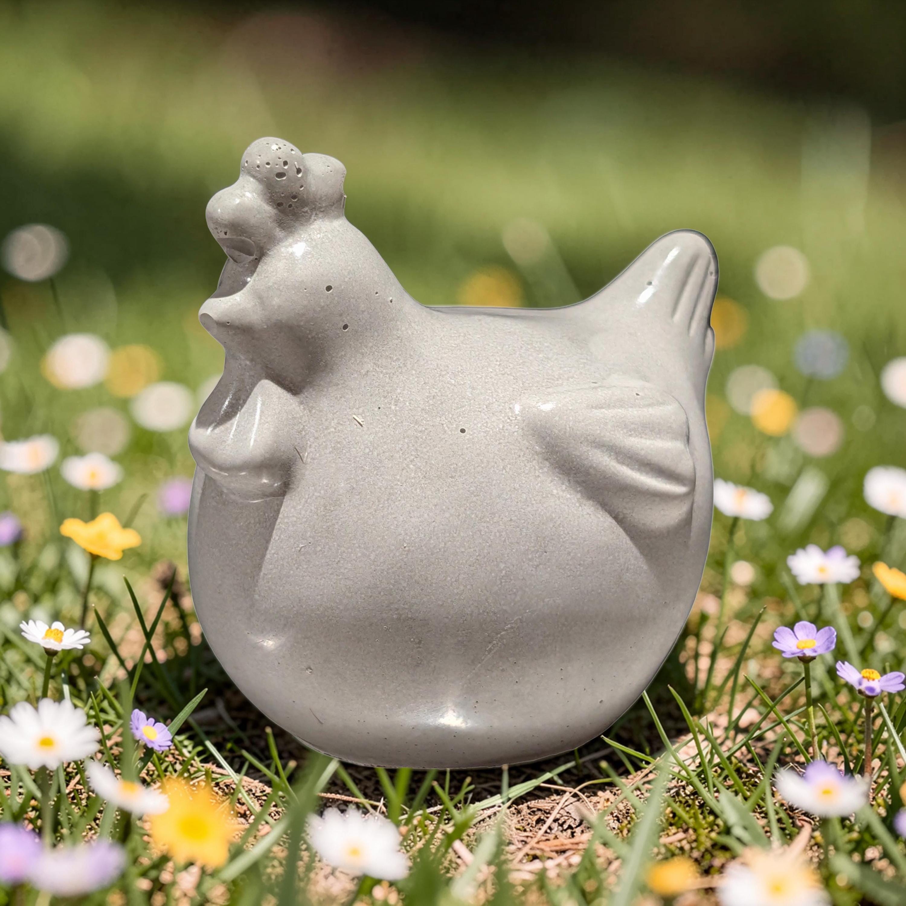 Handmade Concrete Chicken Statue Set – Minimalist Farmhouse Decor – Modern Industrial Rooster & Hen Figurines – Nordic Style Concrete Bird
