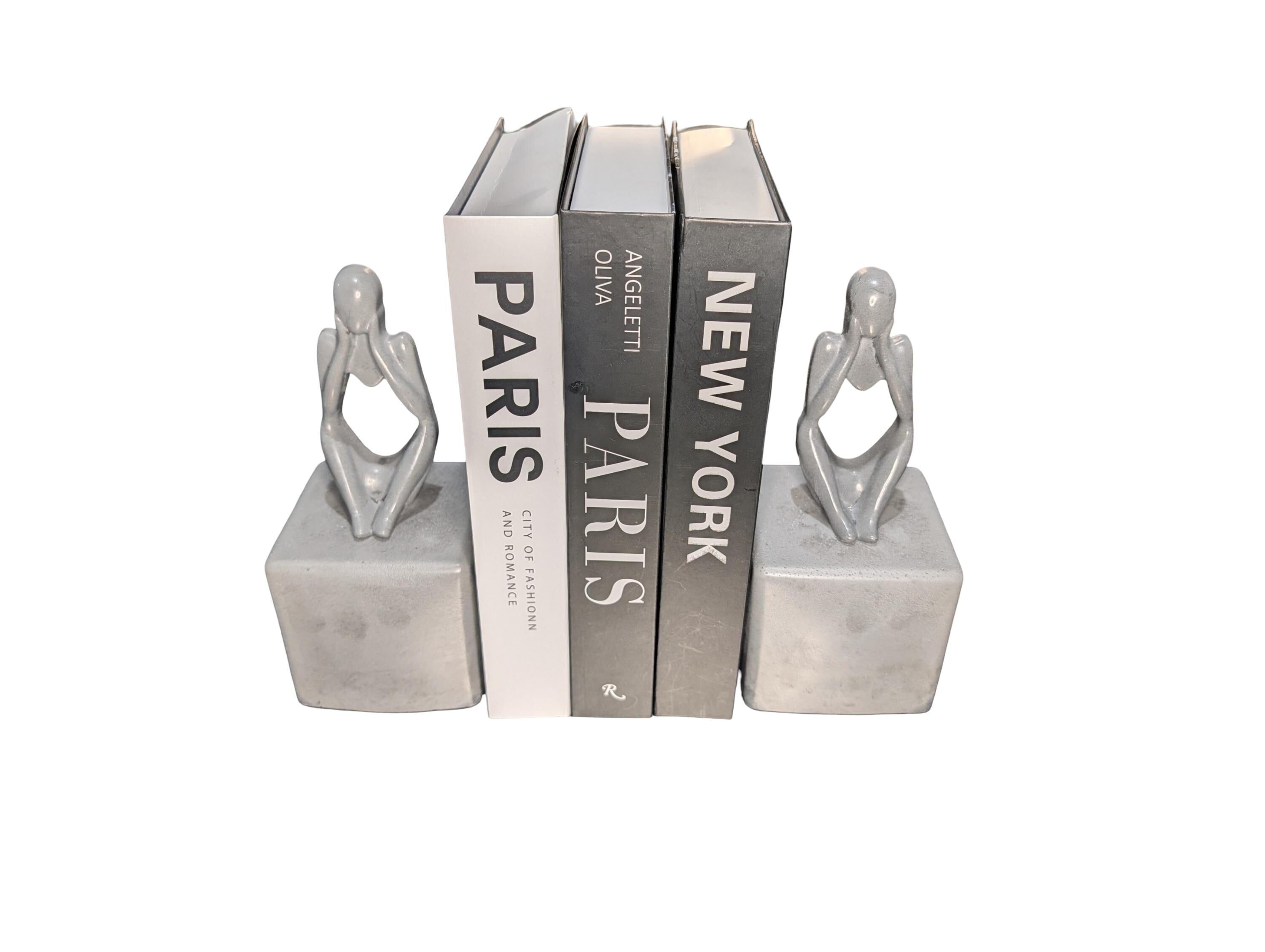 Abstract Concrete Bookends | Heavy Duty Modern Book Ends | Minimalist Bookshelf Decor | Industrial Chic Home Decor
