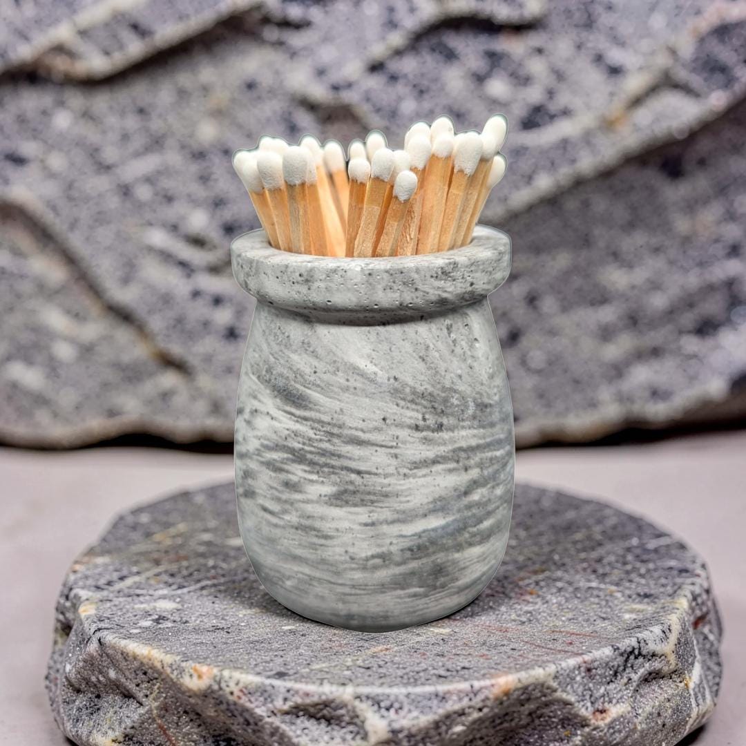 Minimalist Concrete Match Striker Jar including Matches | Modern Candle Accessory | Unique Birthday or New Home Gift | Housewarming Gifts