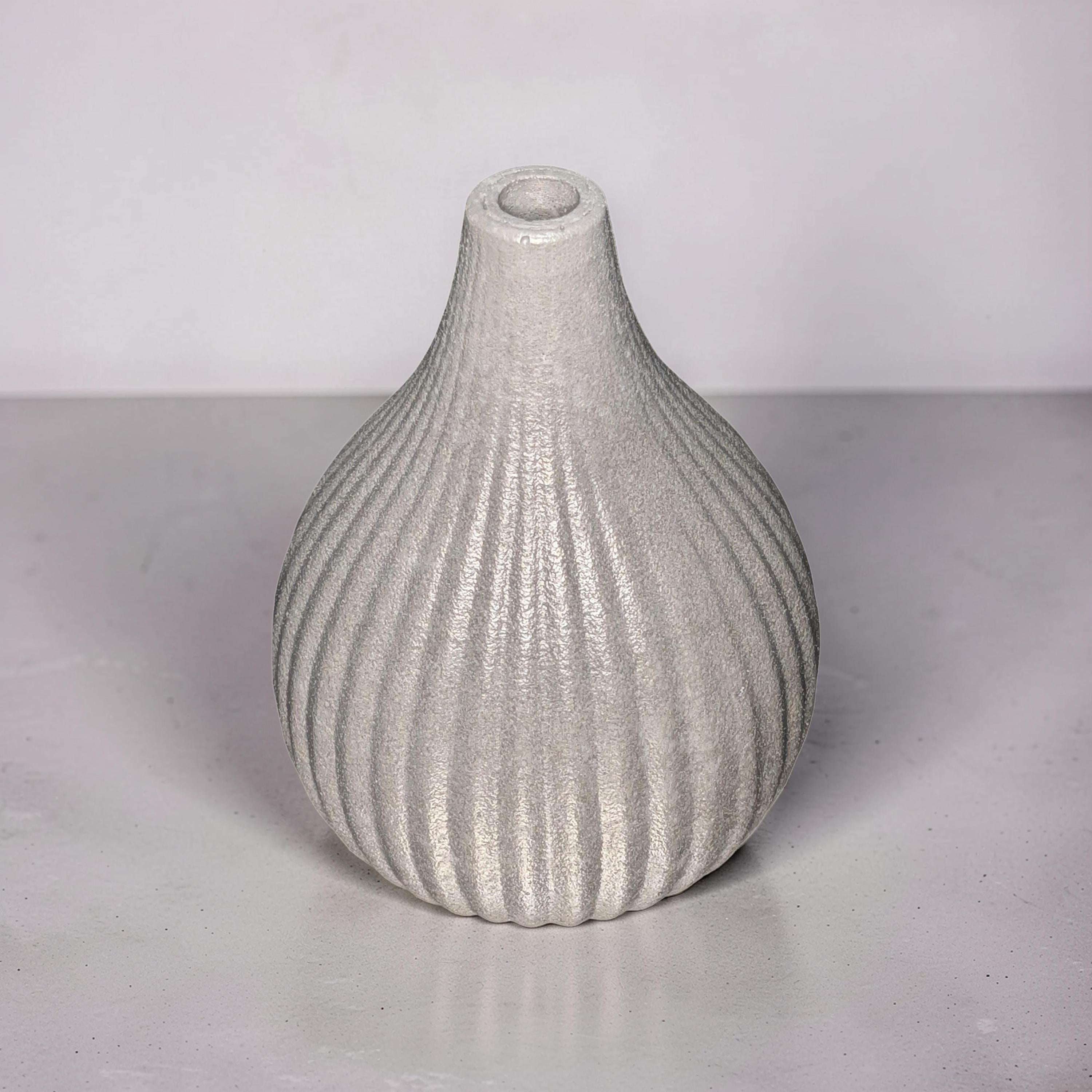 Minimalist Ribbed Concrete Vase - Modern Industrial Bud Vase for Dried Flowers - Hand-Poured Grey or Marble Bud Vase - Zen Home Decor - 6.3