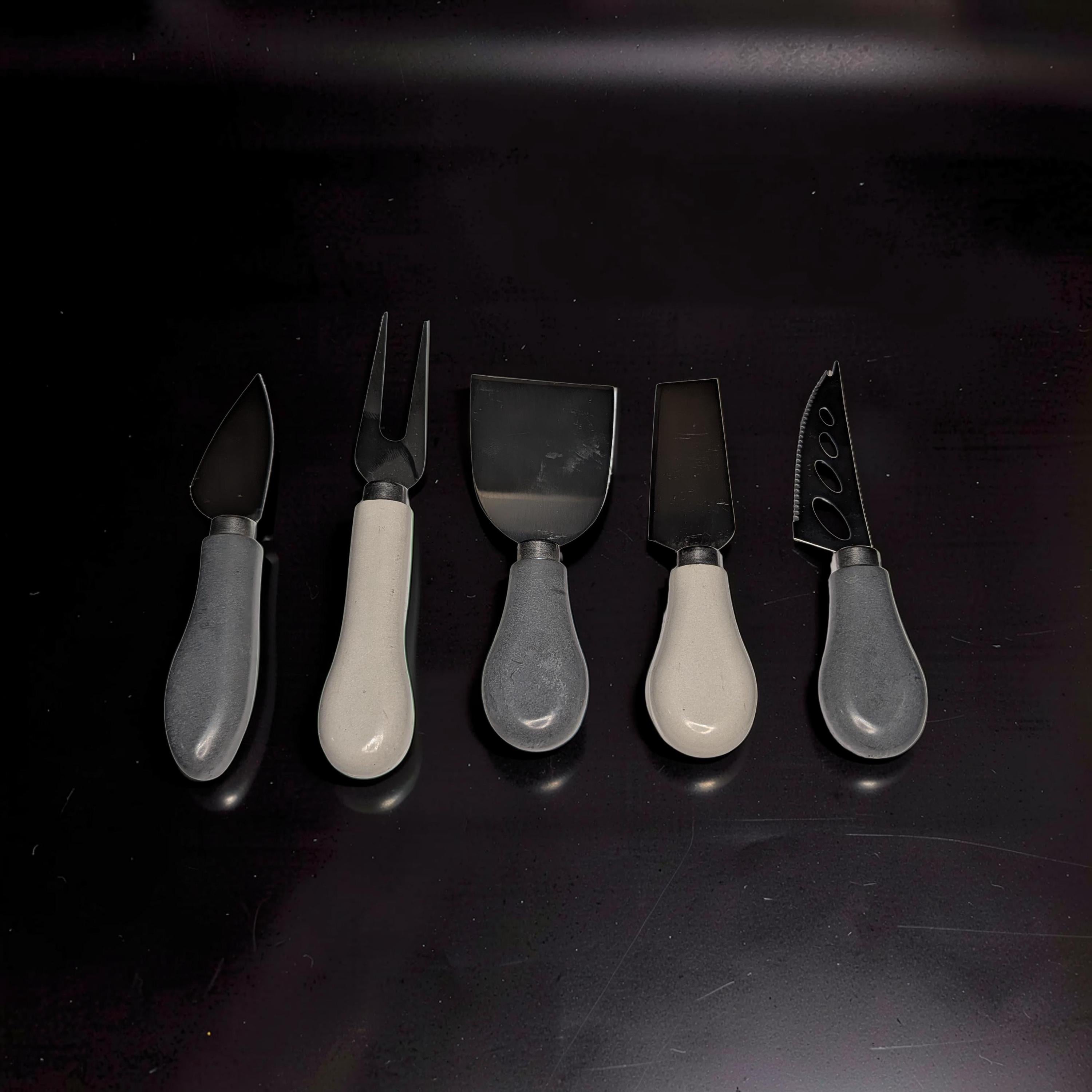 5-Piece Concrete Handle Charcuterie Set | Modern Industrial Cheese Knives | Food Safe Resin Sealed | Unique Housewarming Gift