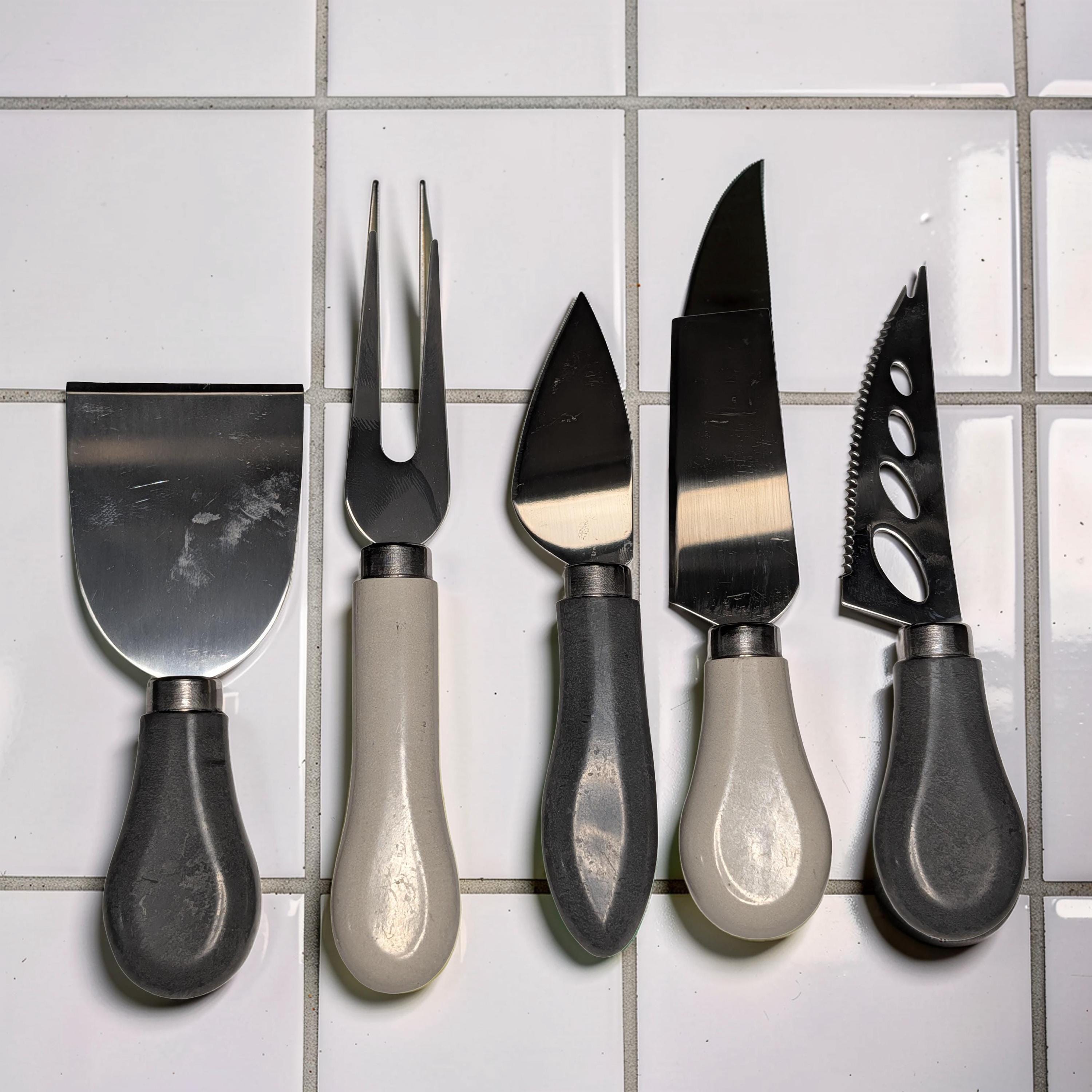5-Piece Concrete Handle Charcuterie Set | Modern Industrial Cheese Knives | Food Safe Resin Sealed | Unique Housewarming Gift