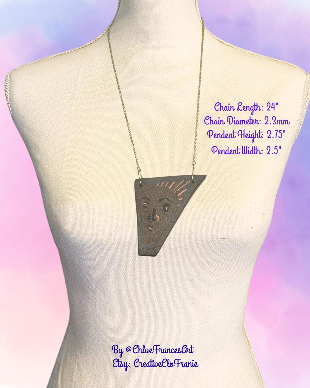 Sun God - Abstract Illustrated Ceramic Necklace