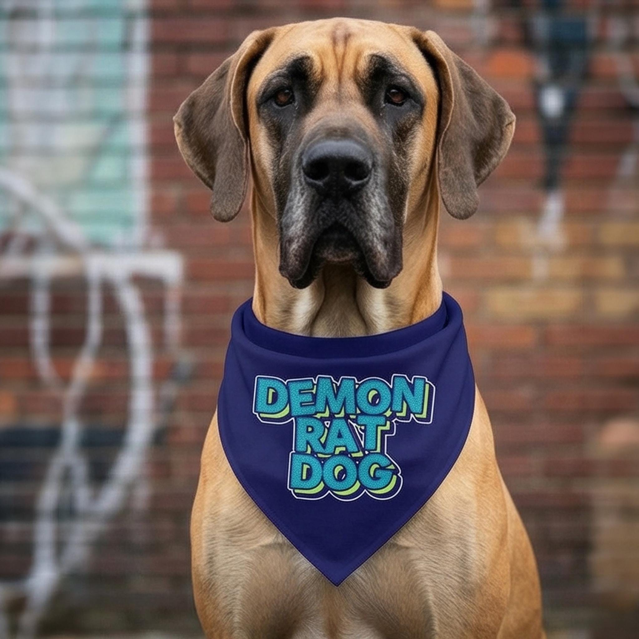 Demonrat Political Dog Bandana for Progressive Pups, Funny Liberal Pet Scarf, Anti Trump Dog Mom Gift | Retro Puppy